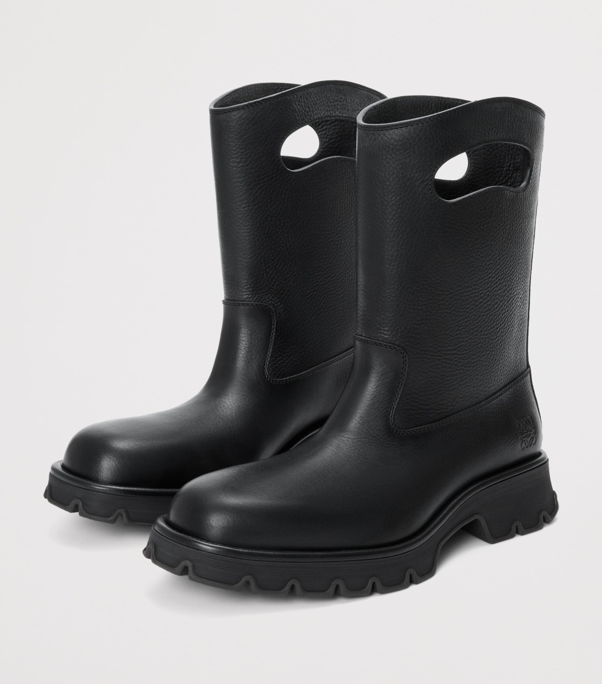 Leather Bobby Ankle Boots BLACK Image 3