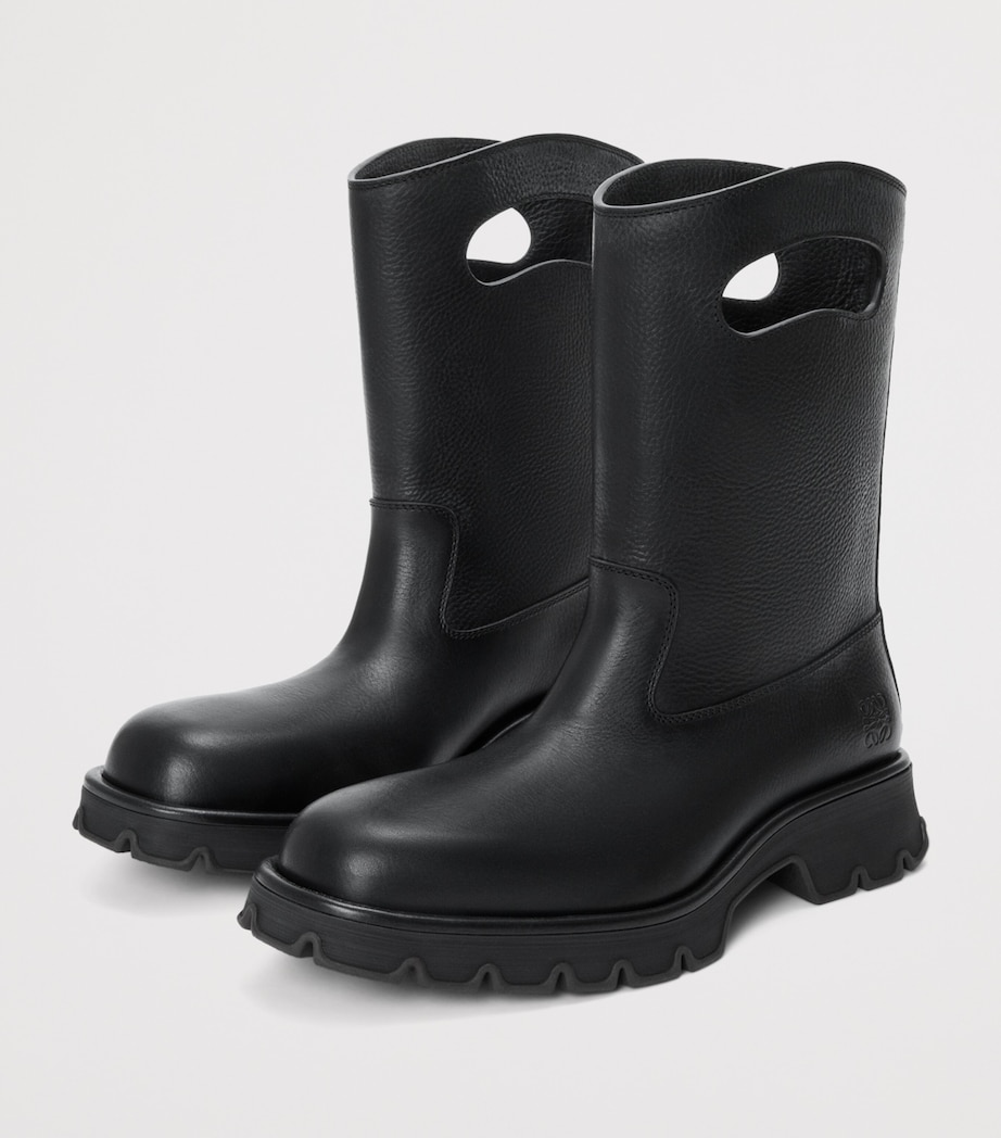 Leather Bobby Ankle Boots BLACK Image 3