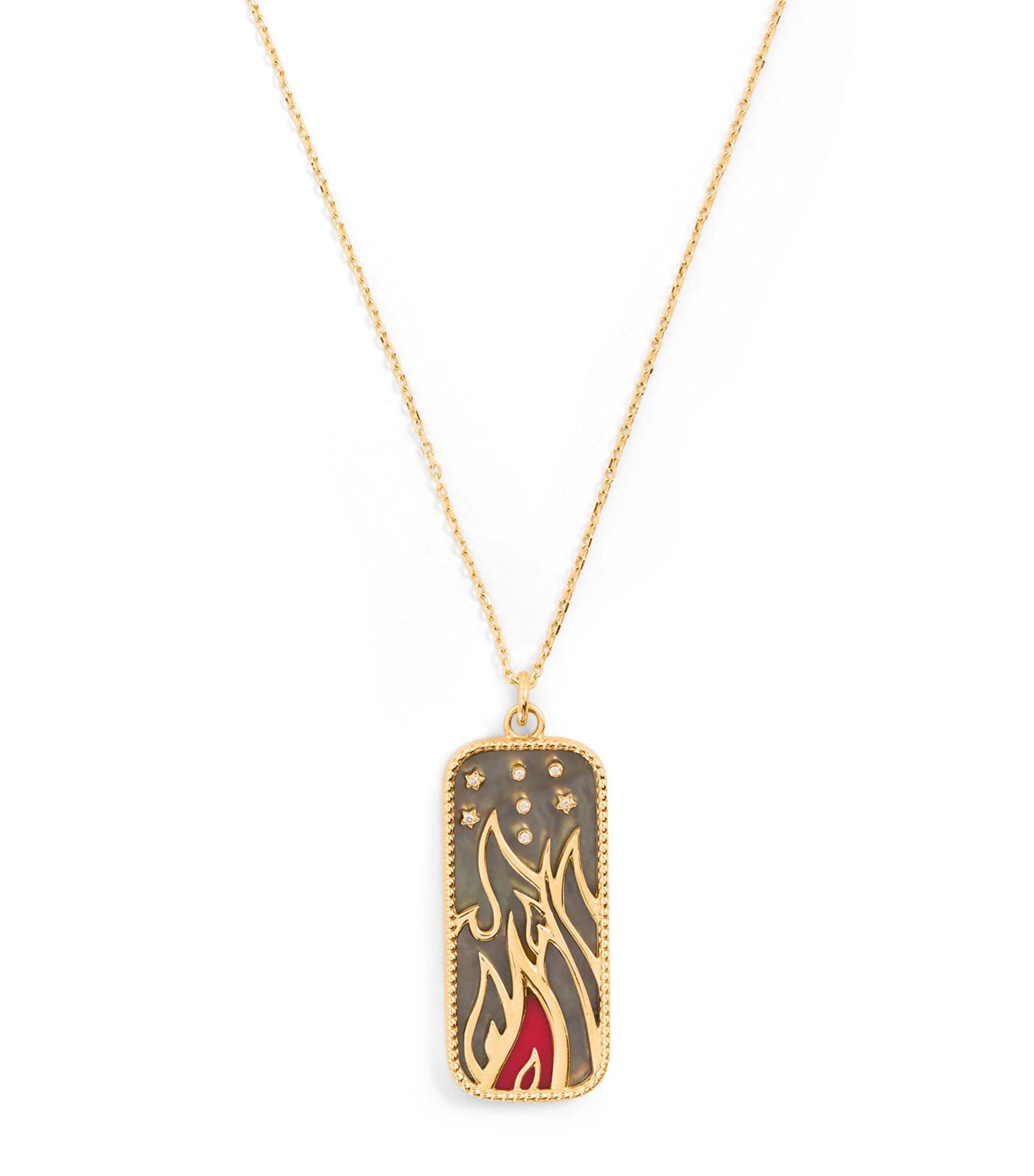 L'ATELIER NAWBAR Yellow Gold, Diamond and Mother-of-Pearl Elements of Love Fire Necklace Yellow Gold Image 1