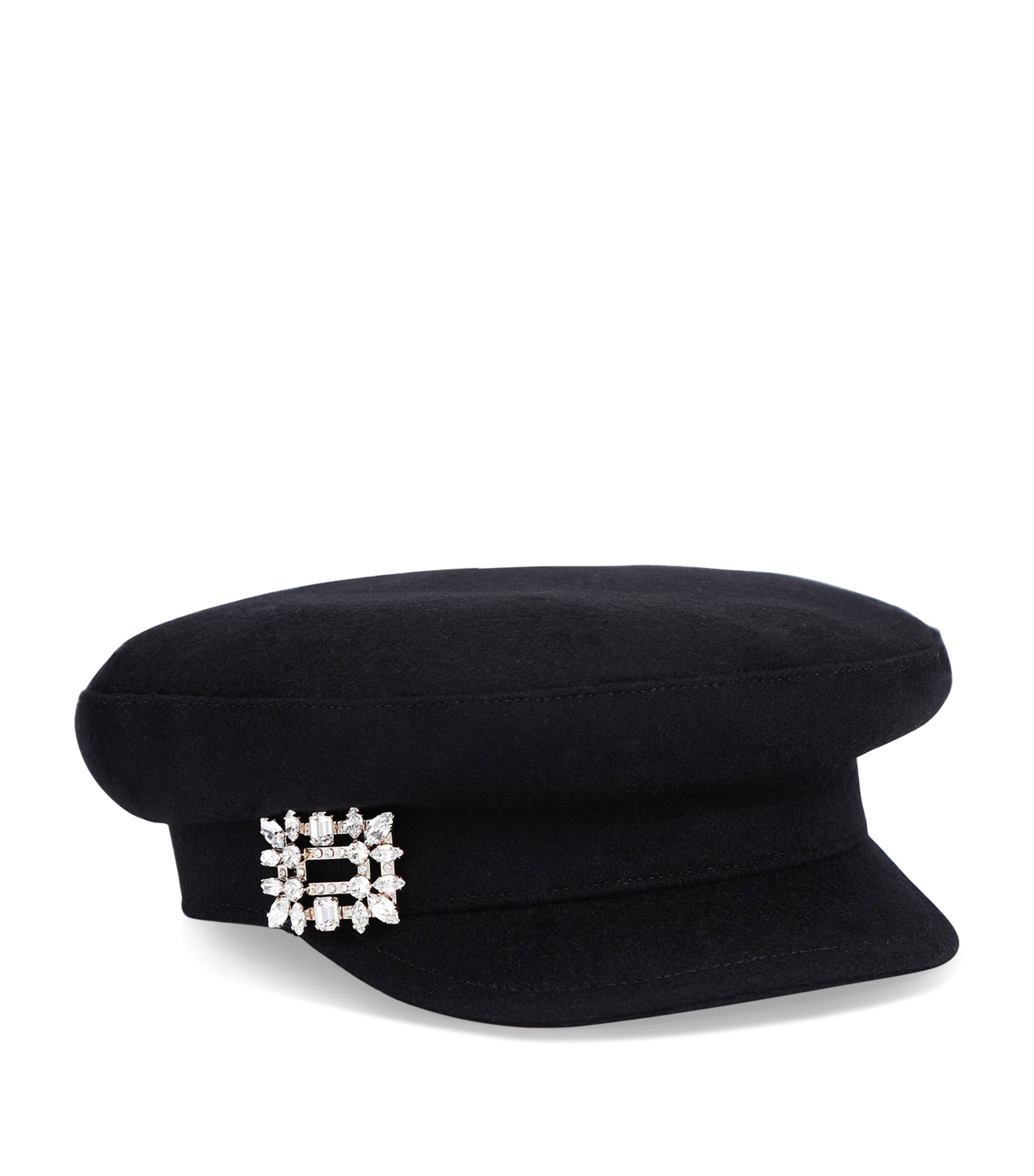 Embellished Buckle Baker Boy Cap BLACK Image 2