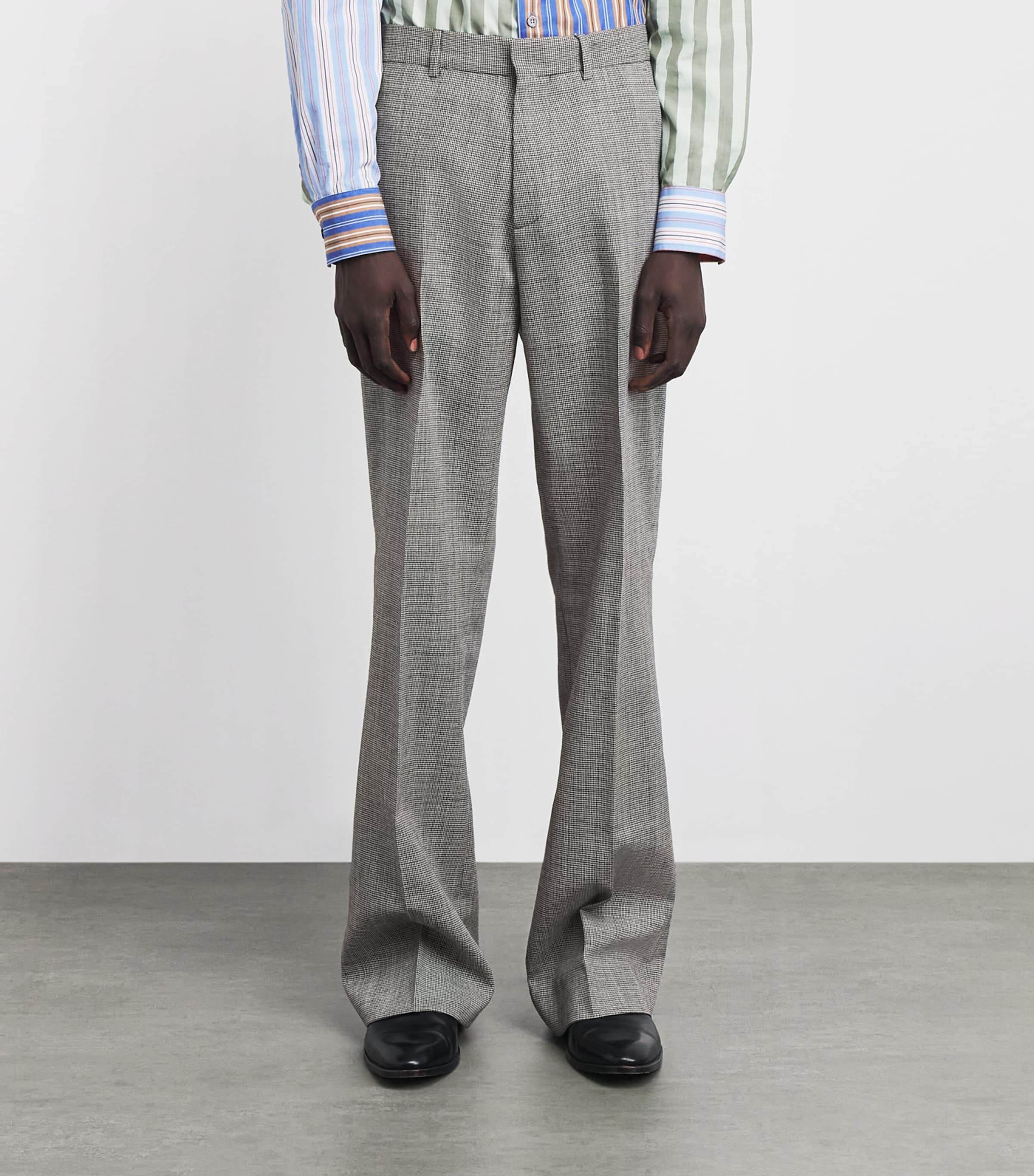 AMIRI Mens Houndstooth Bootcut Trousers Black Image 4