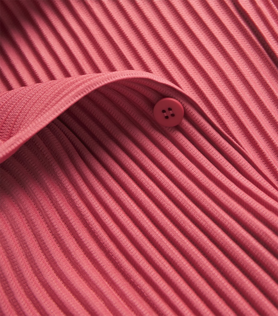 Homme Plissé Issey Miyake Mens Pleated Polo Shirt Dusky Red Image 4