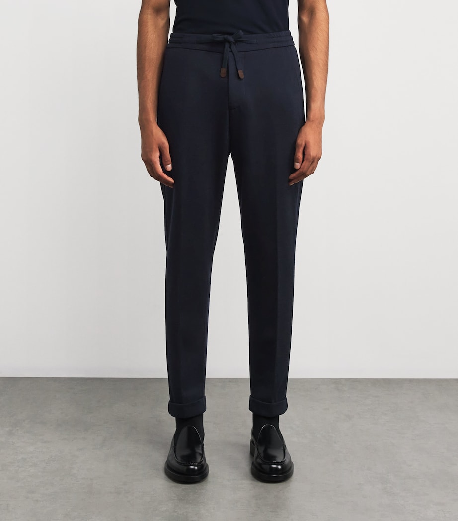Virgin Wool-Blend Drawstring Trousers 07 - NAVY Image 3