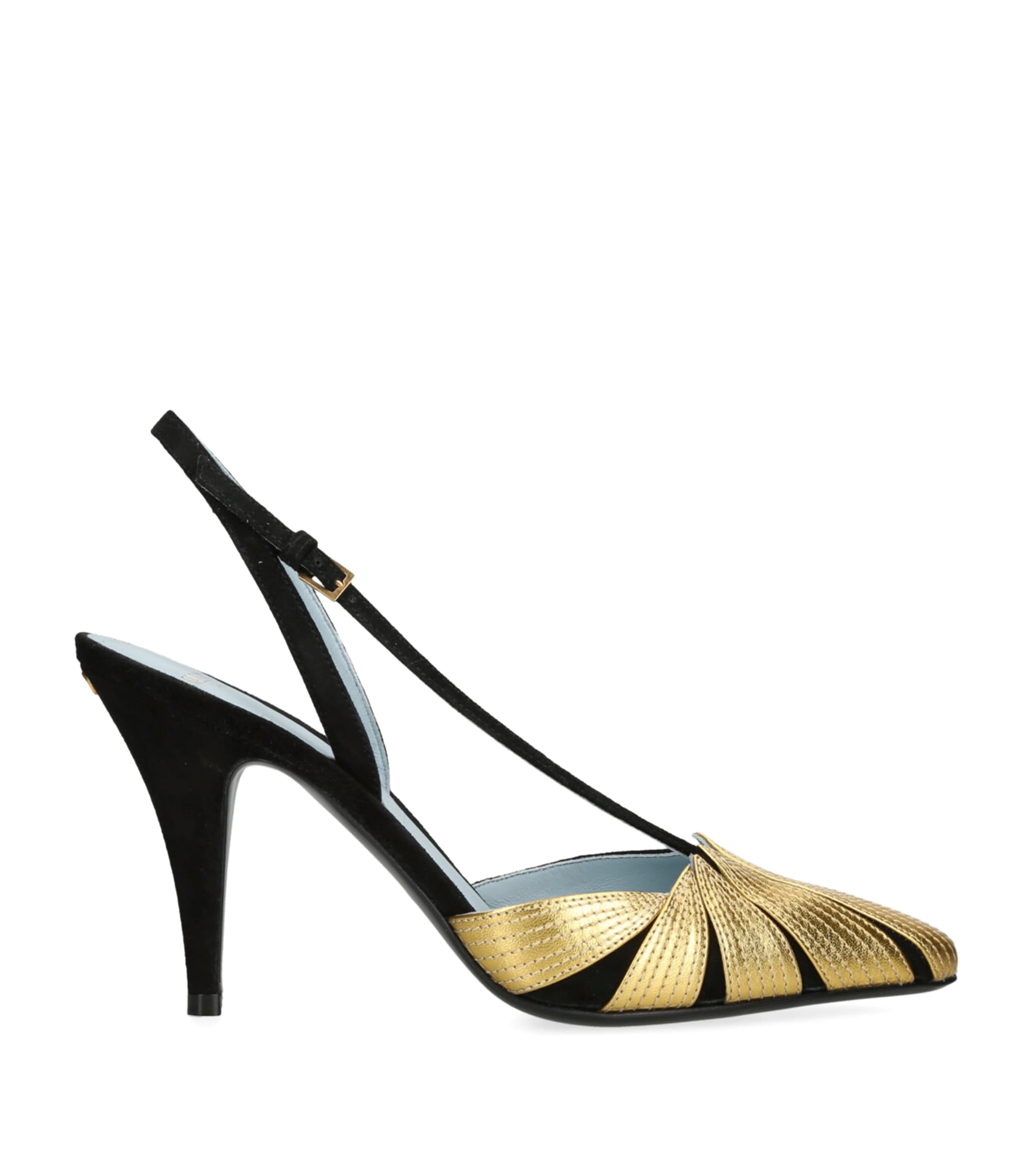 Shop Valentino Foliefoliage Slingback Heeled Sandals 85
