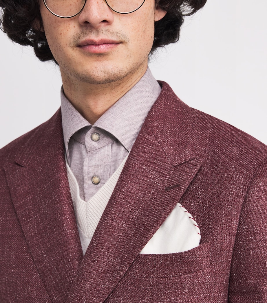 Cotton Pocket Square BIANCO, SABBIA E LAM Image 2