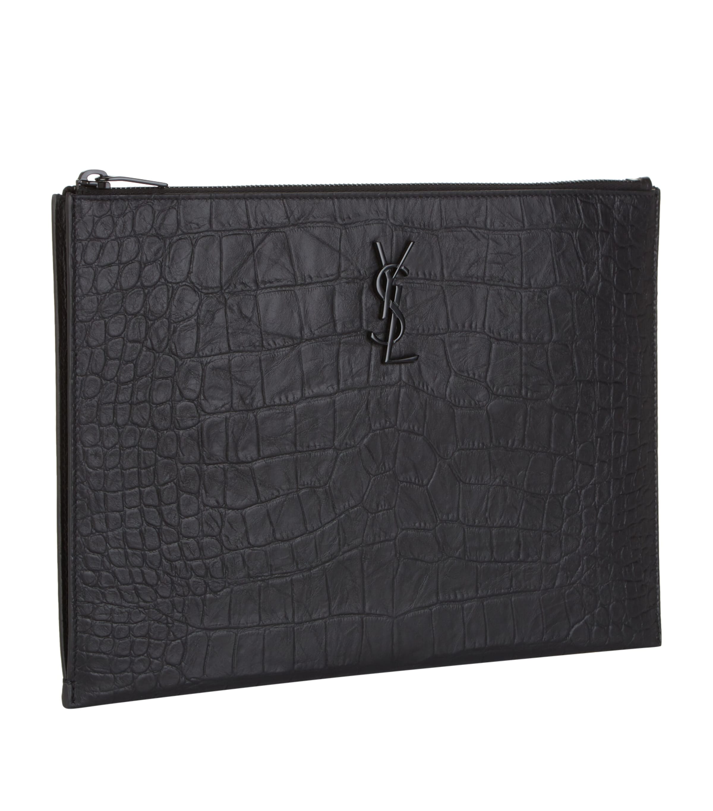 Croc-Embossed Monogram Pouch Image 2