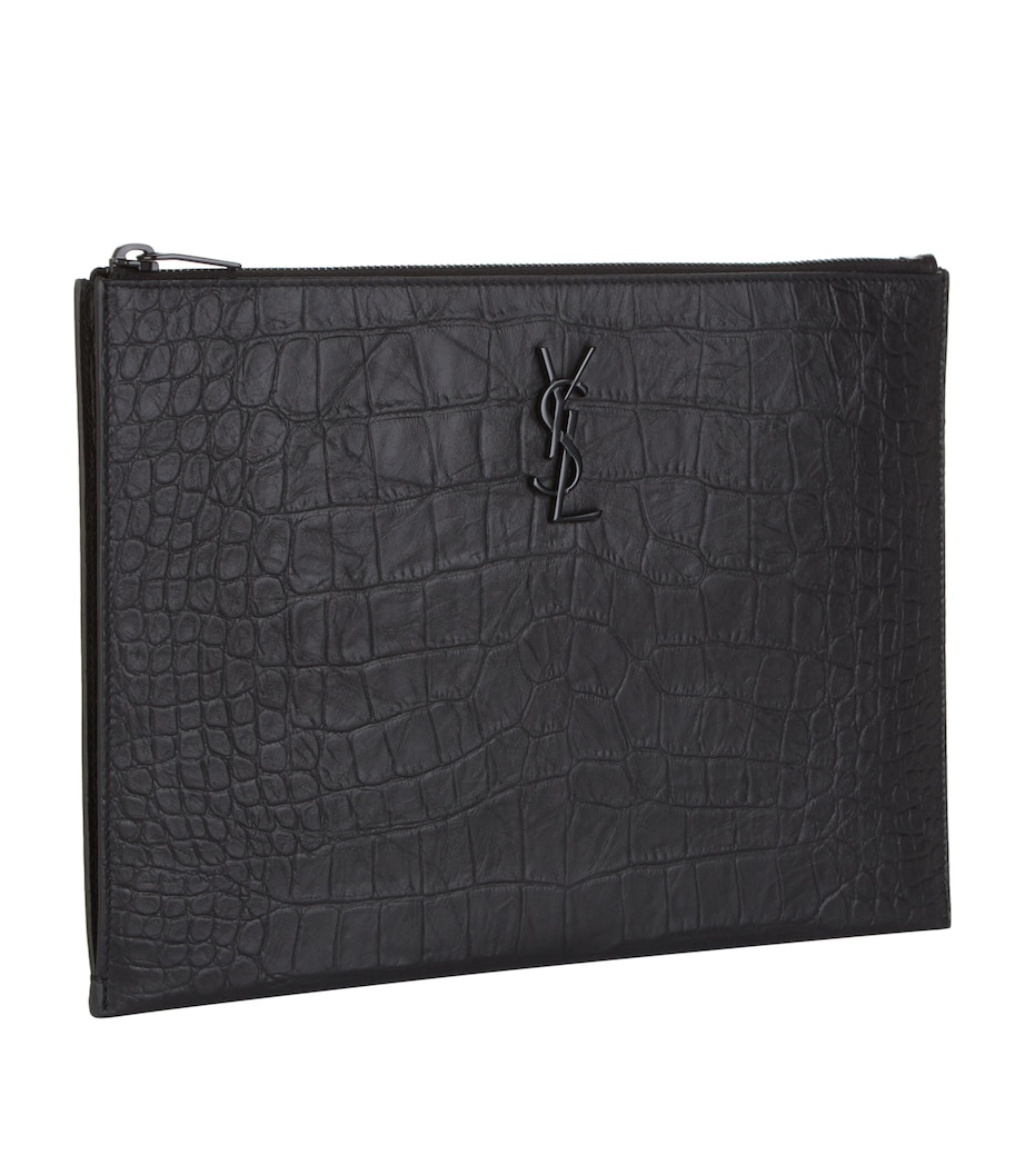 Croc-Embossed Monogram Pouch Image 2