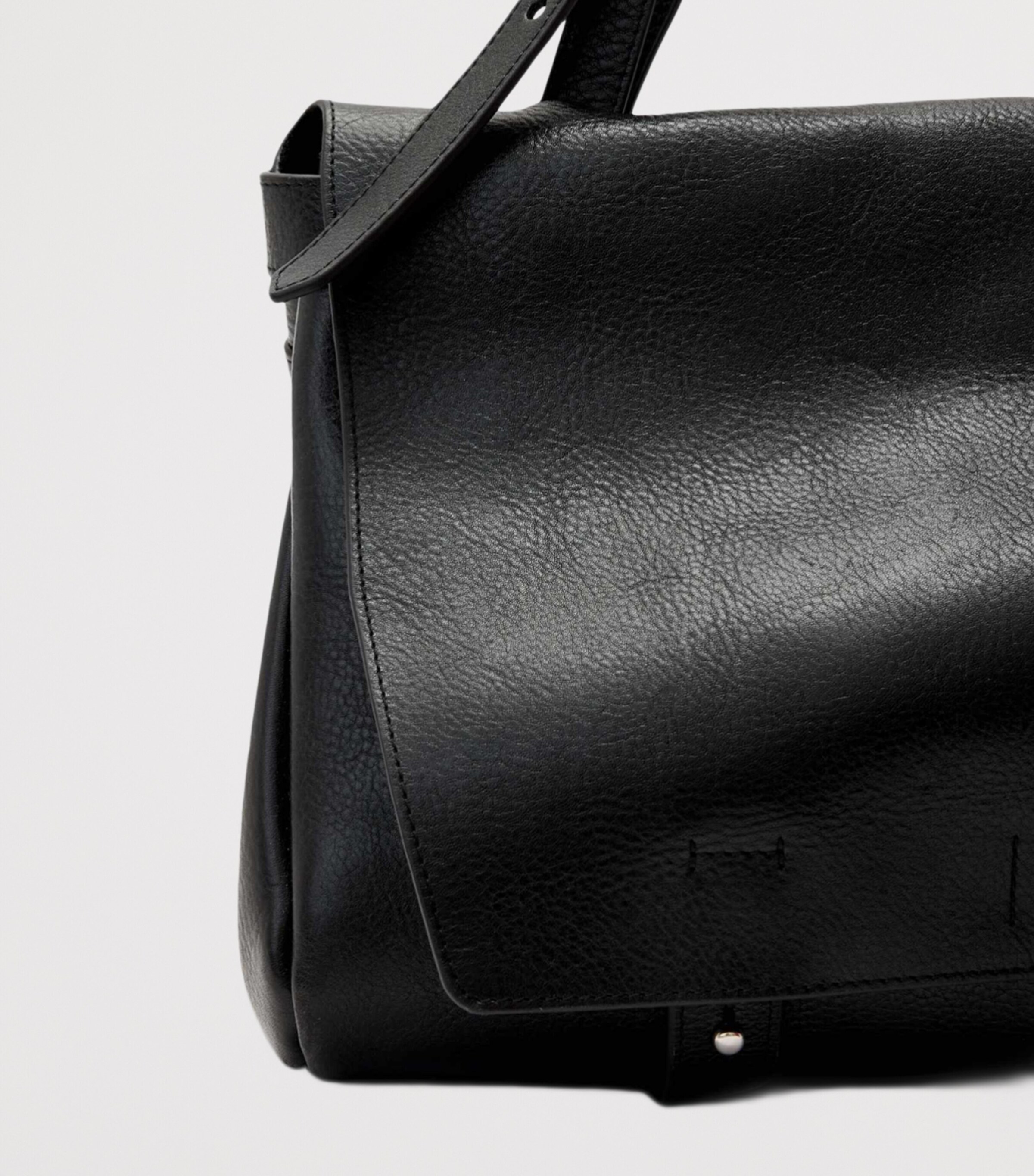 AllSaints Leather Joan Satchel Black Image 3