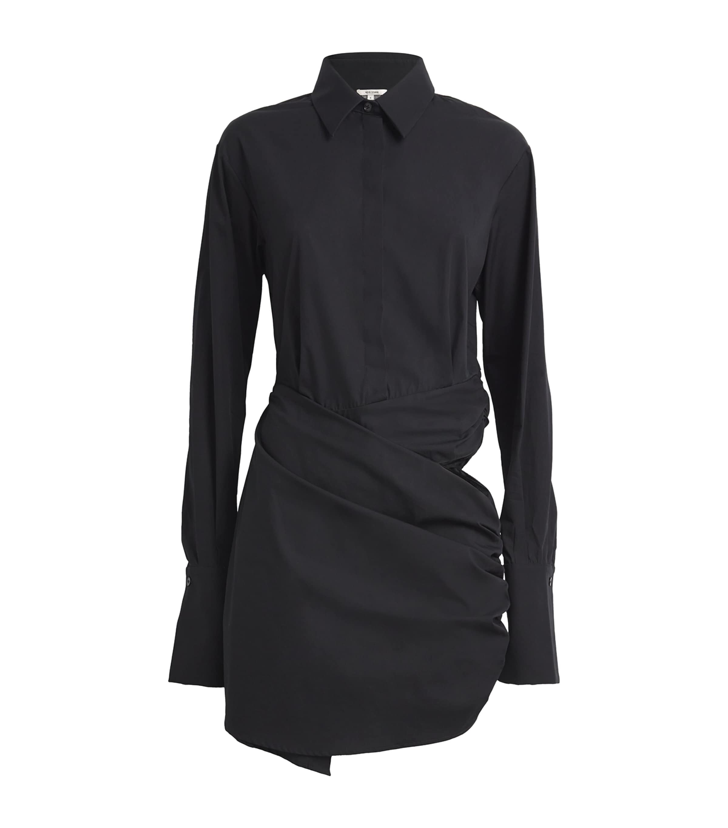 Nensi Dojaka Cotton Asymmetricl Shirt Dress In Black