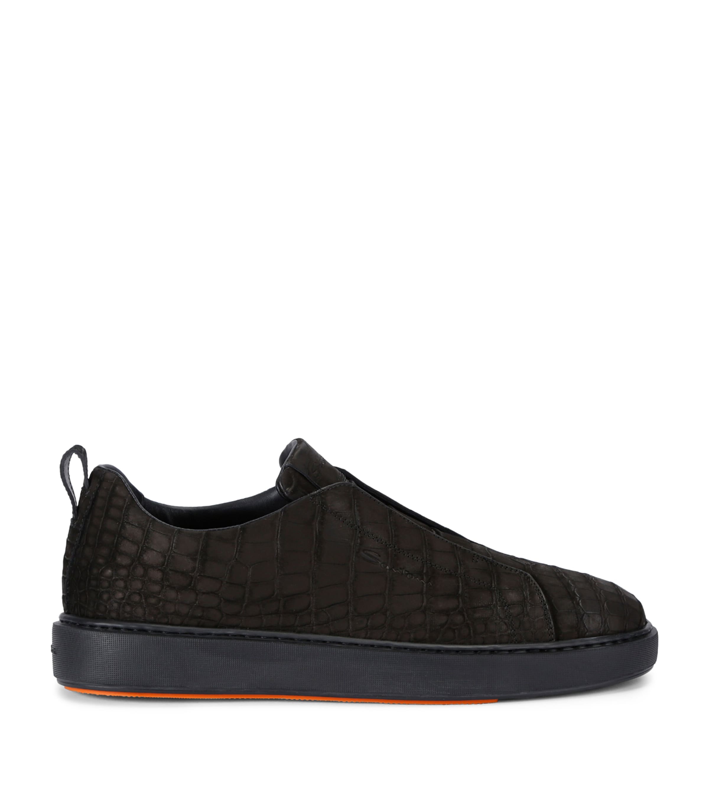 Crocodile Leather Clean Icon Sneakers BLACK Image 1