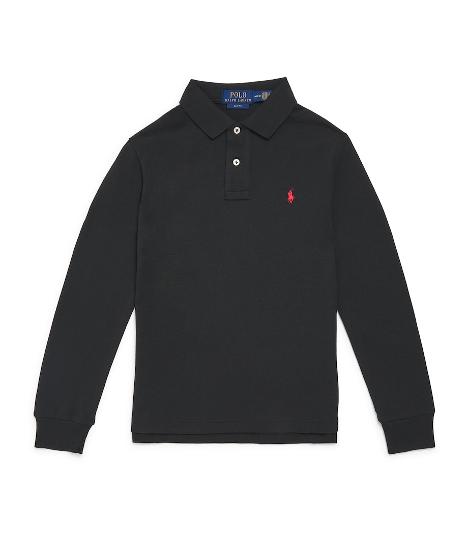 Cotton Polo Pony Polo Shirt (6-14 Years) BLACK Image 1