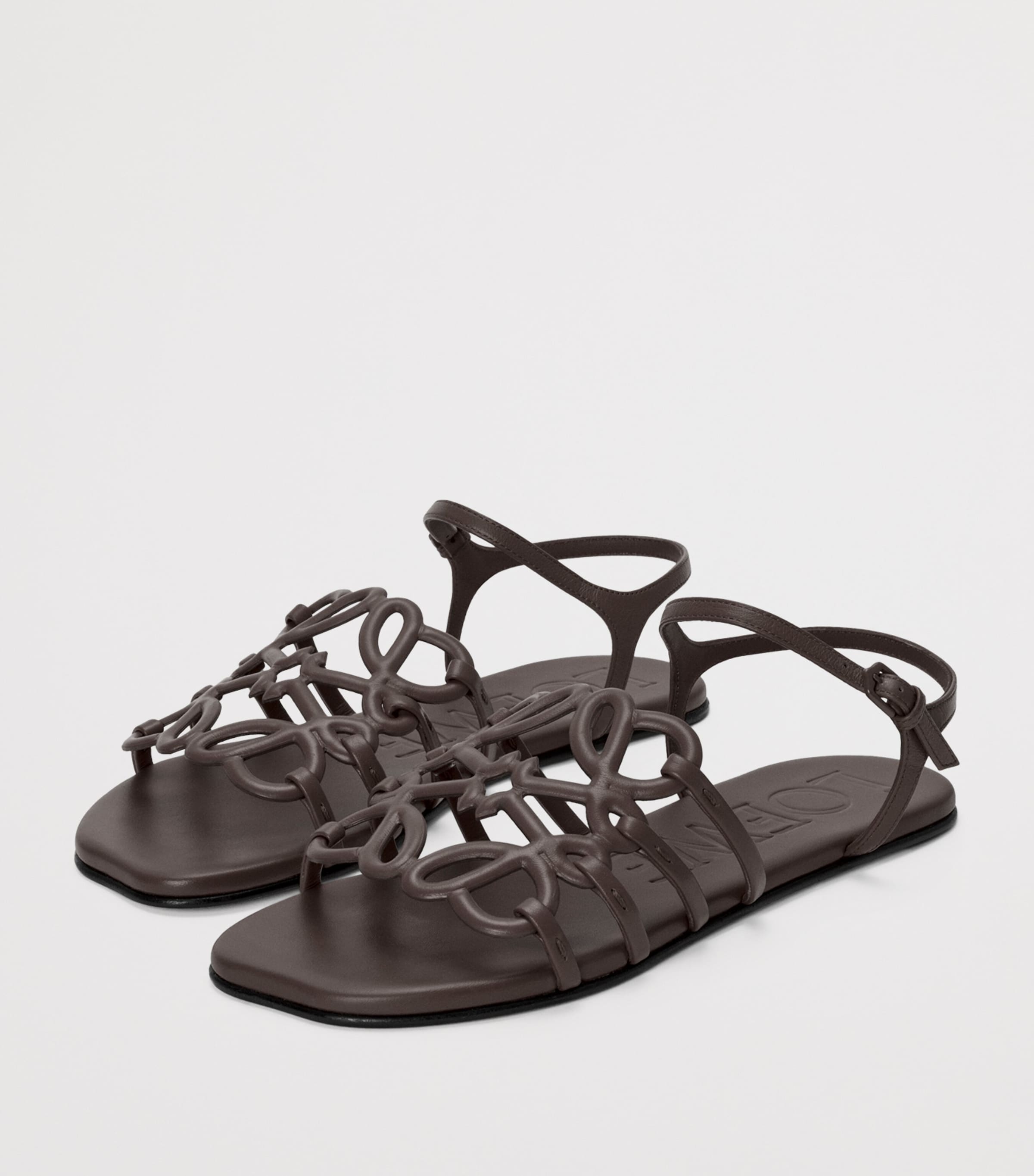 LOEWE x Paula's Ibiza Leather Petal Anagram Sandals Dark Brown Image 2