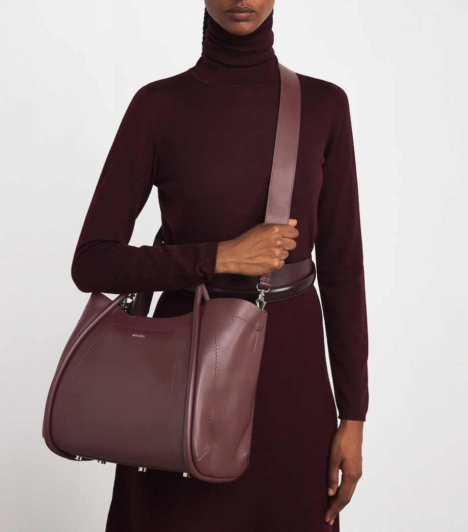 Small Leather Marine Top-Handle Bag BORDEAUX Image 5