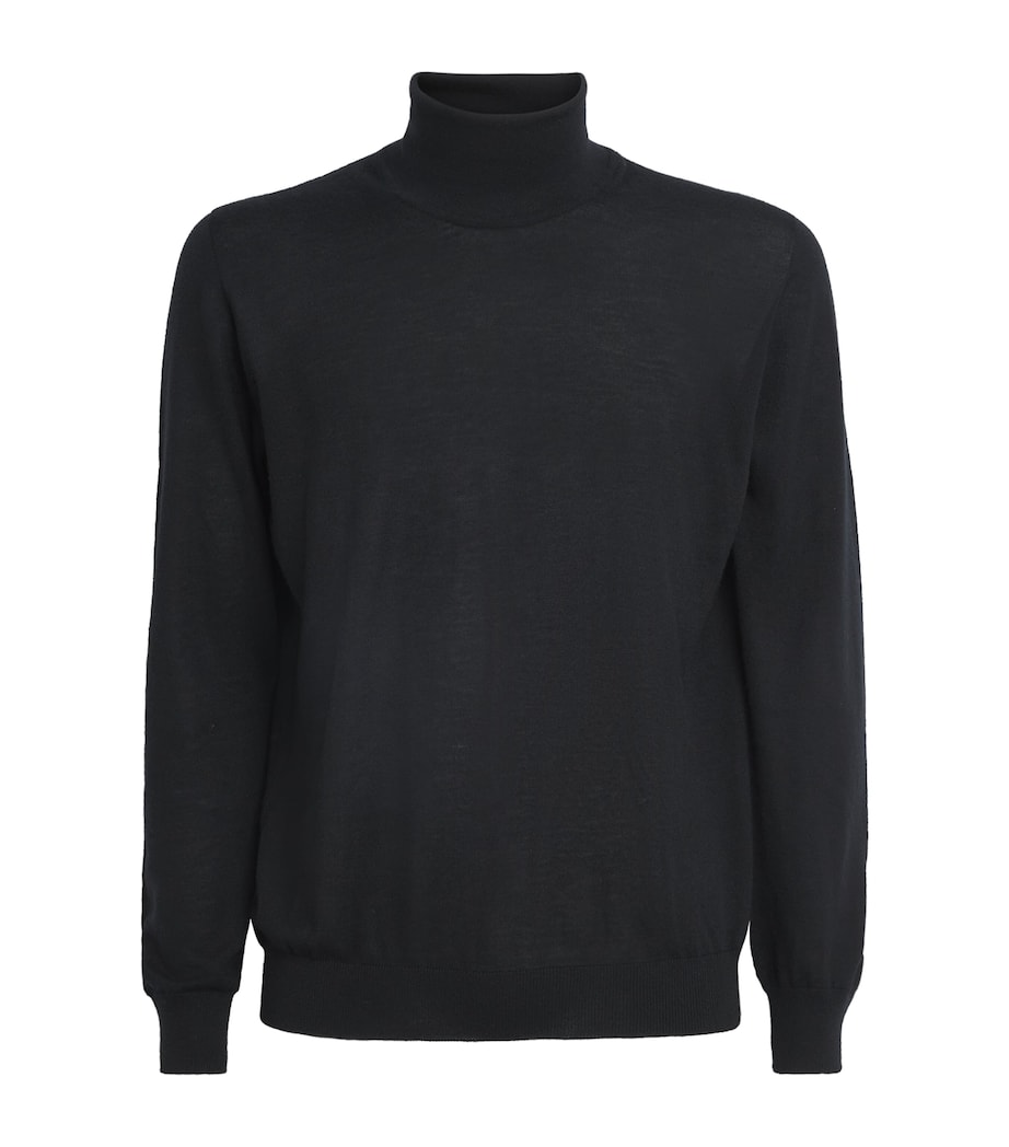 Johnstons Of Elgin Mens Superfine Cashmere Rollneck Sweater Black Image 1