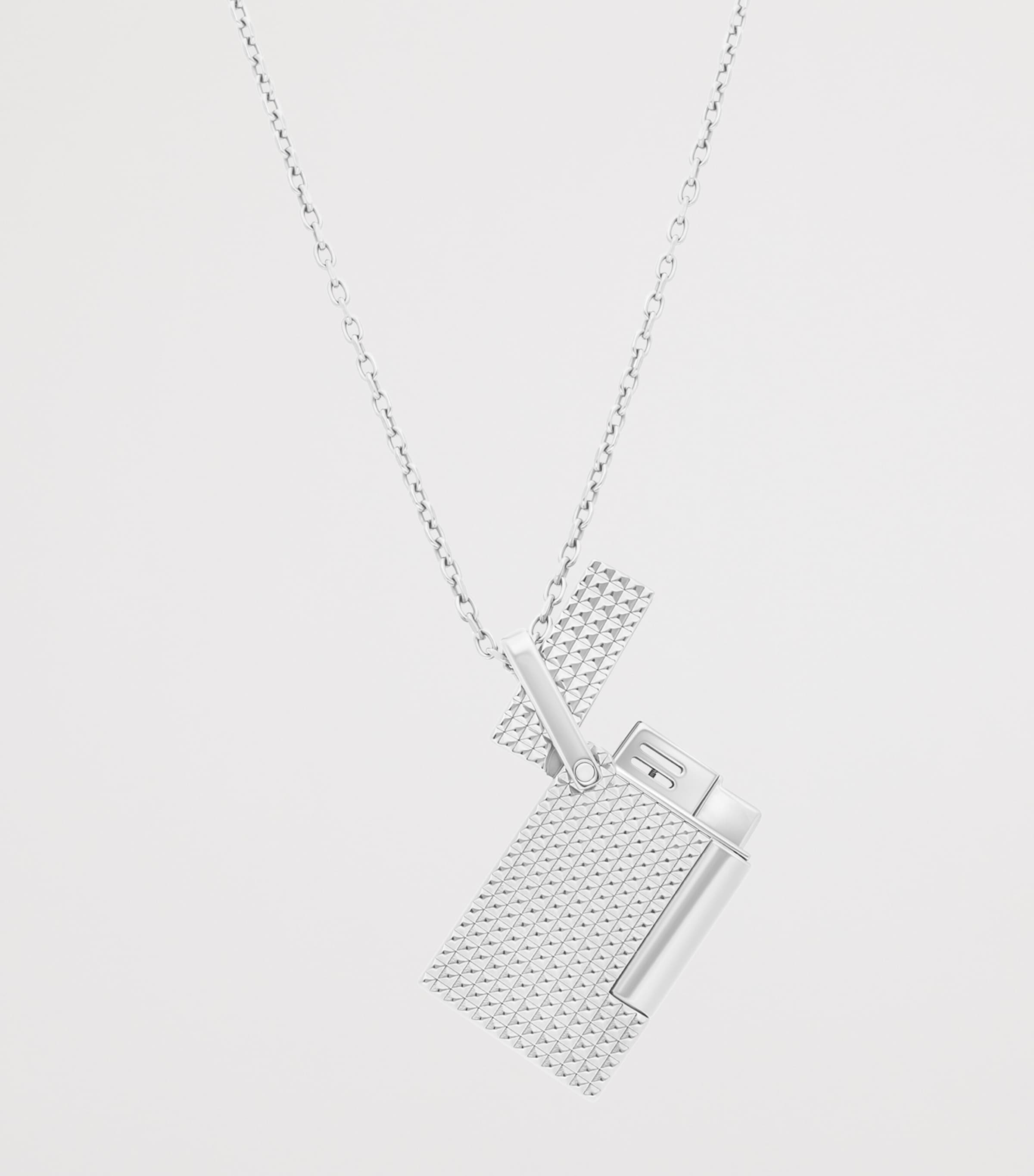 St Dupont S. T. Dupont Diamond Head Lighter Necklace In Silver