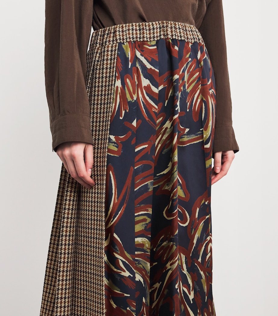 Pleated Panelled Midi Skirt WINE-COLOURED Image 6