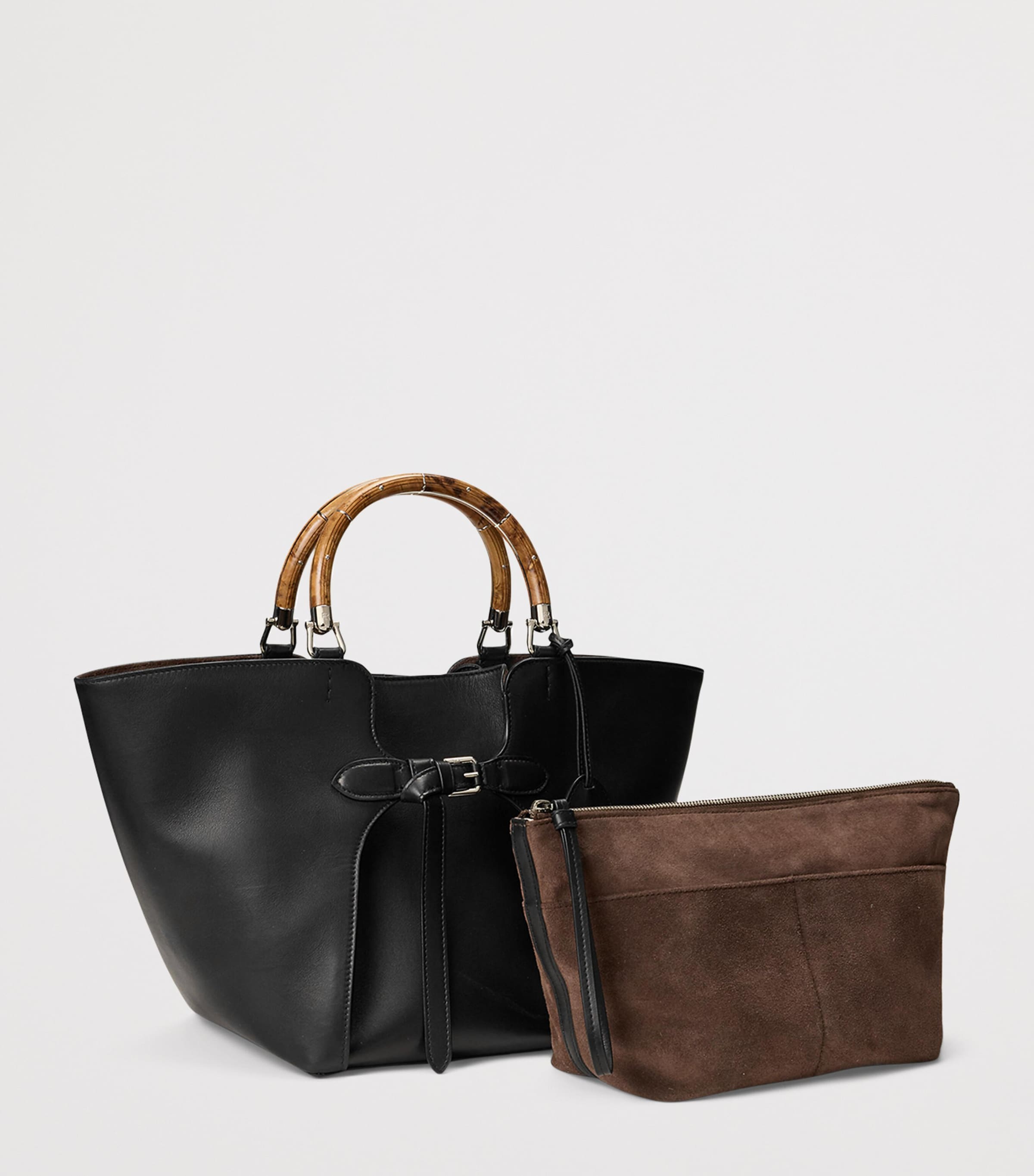 Ralph Lauren Collection Leather Ralph Tote Bag Black Image 2