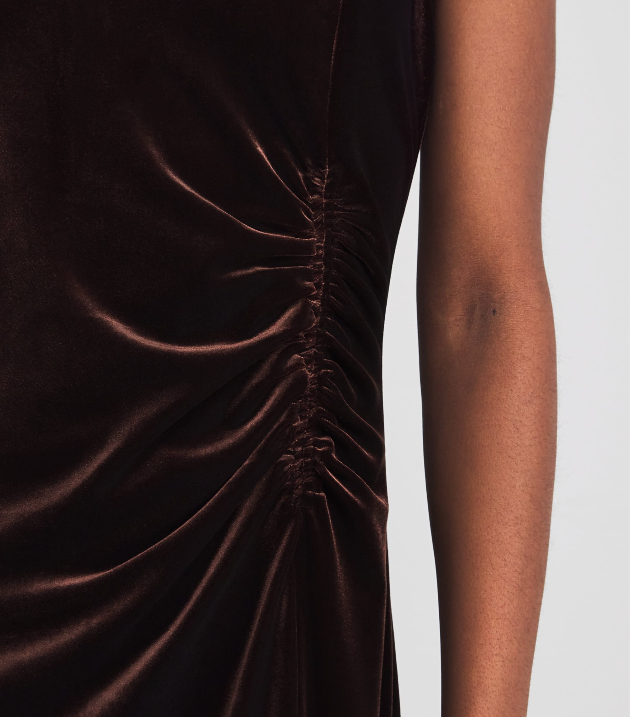 Velour Draped Maxi Dress WARM CHOCOLATE Image 6