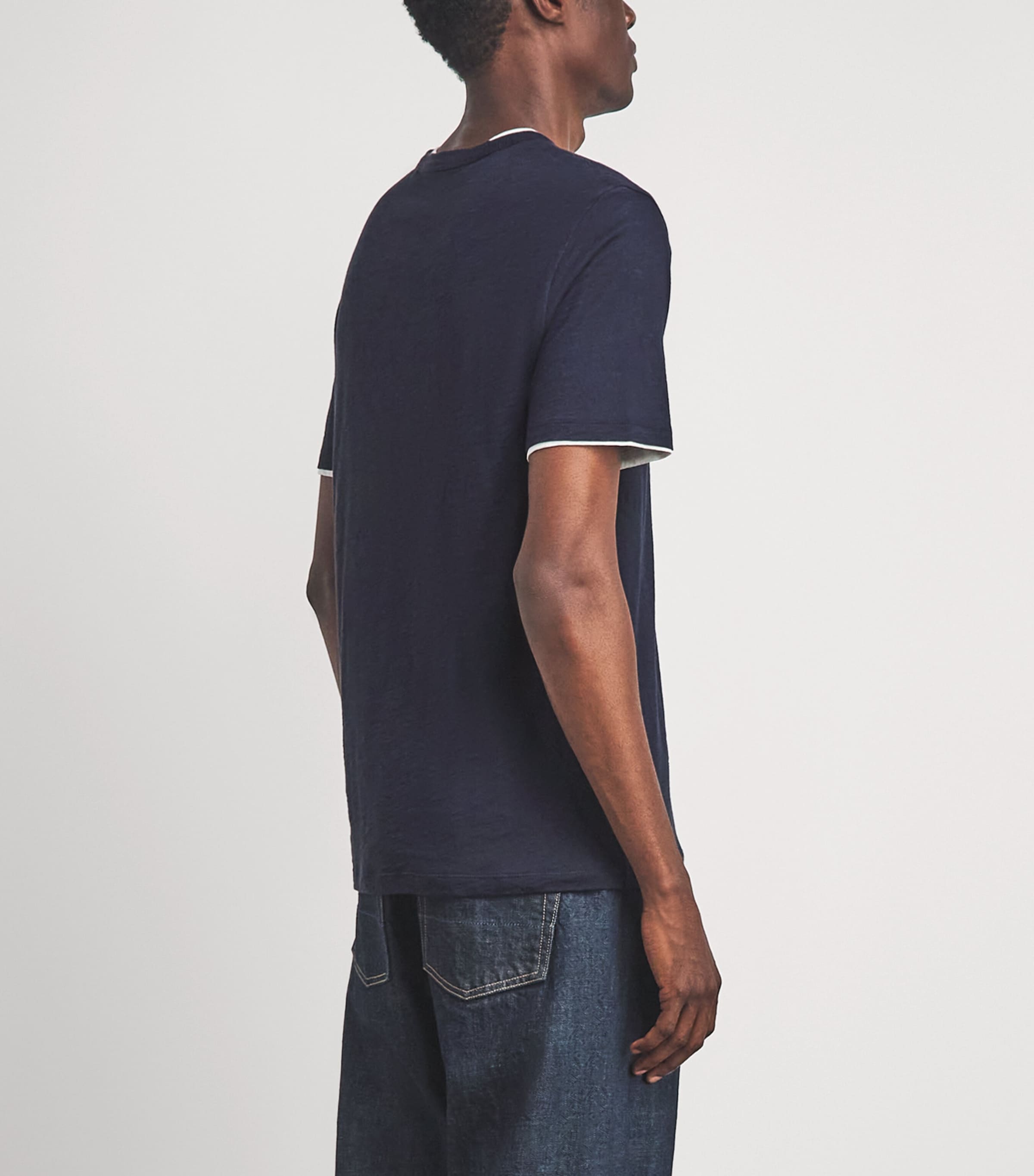 Vince Mens Pima Cotton Slub Double-Layer T-Shirt Coastal/smock White Image 5