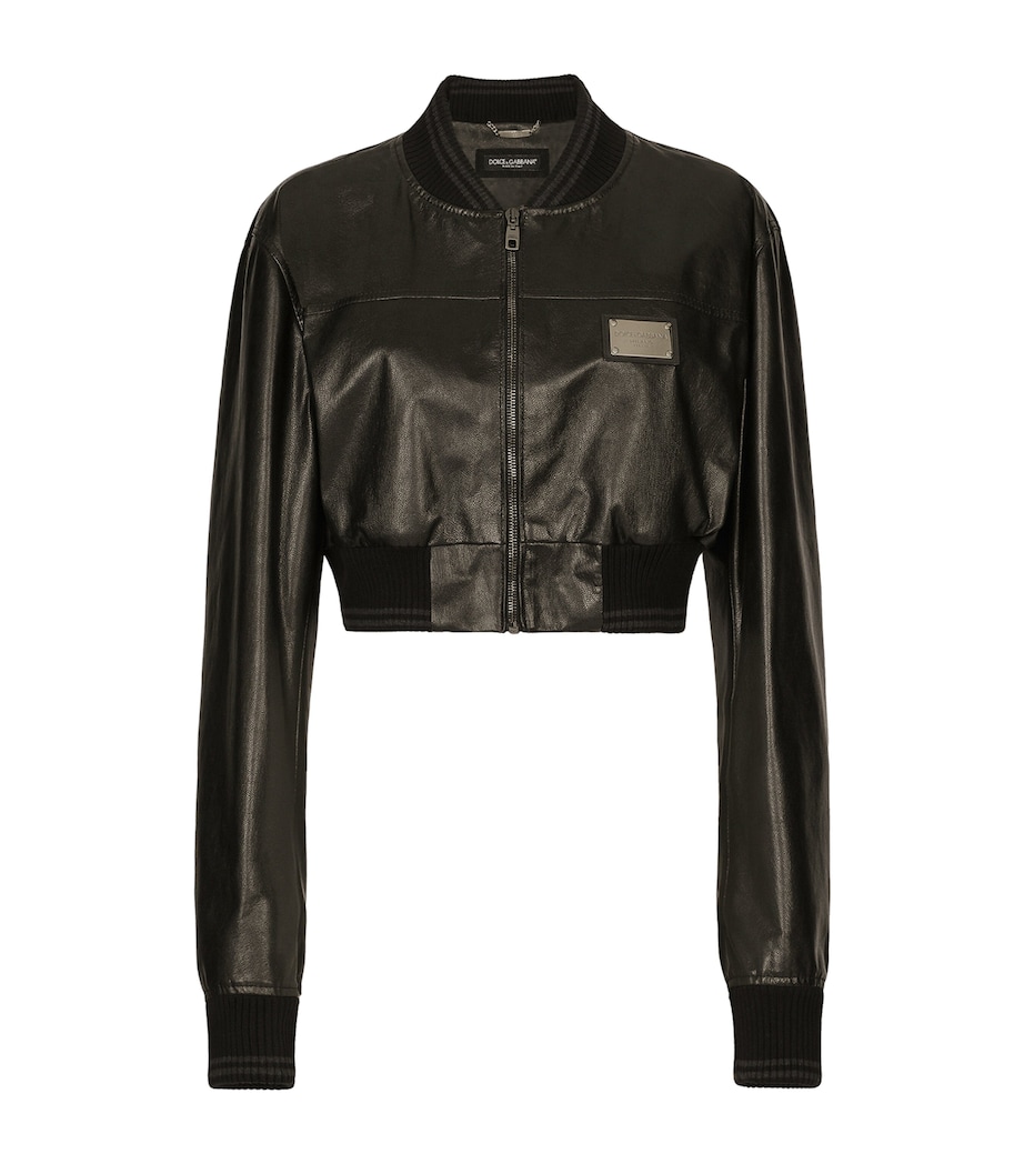 Leather Cropped Jacket N0000-BLACK Image 1