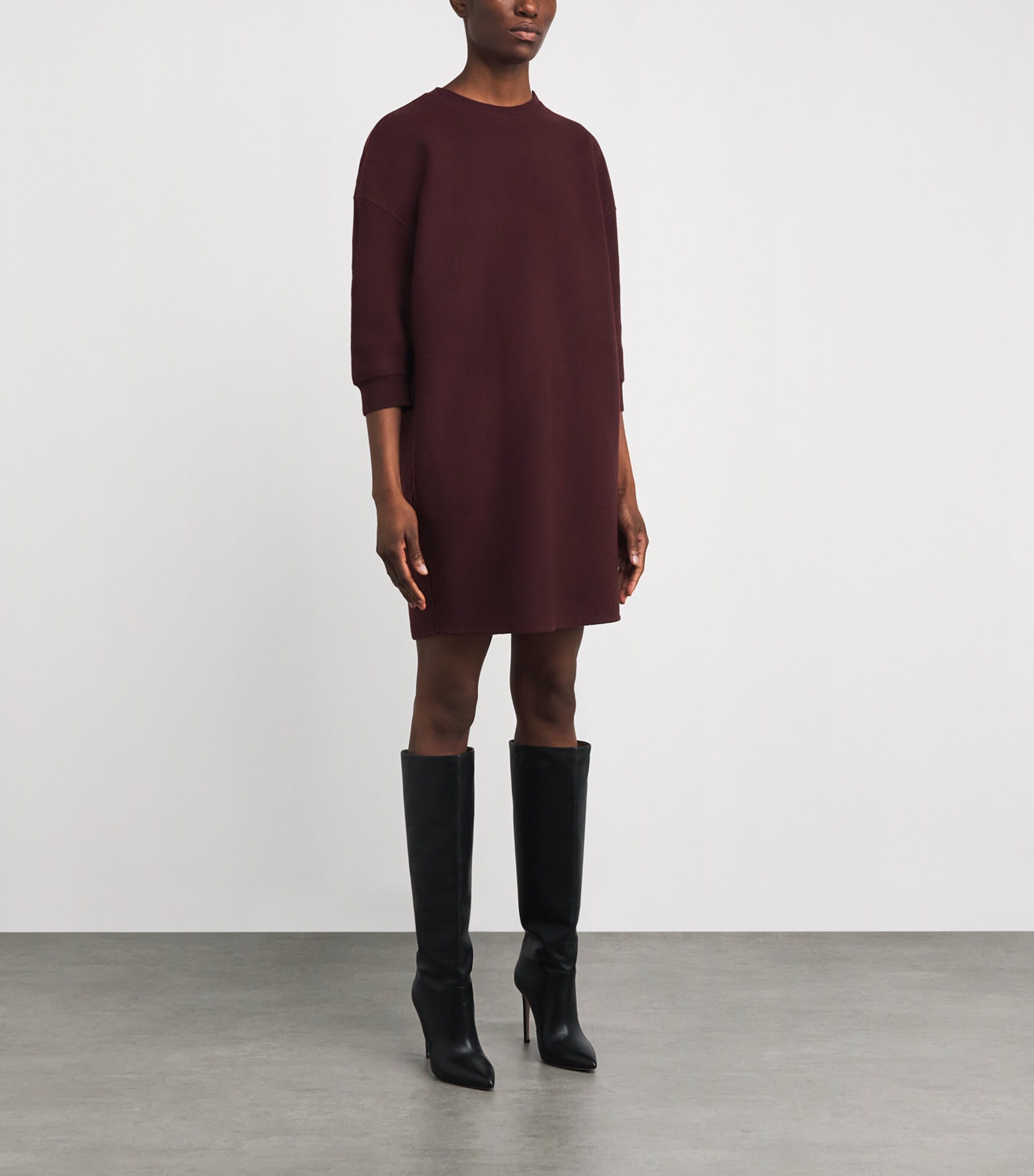 Wool-Blend Jersey Mini Dress CHERRY Image 3
