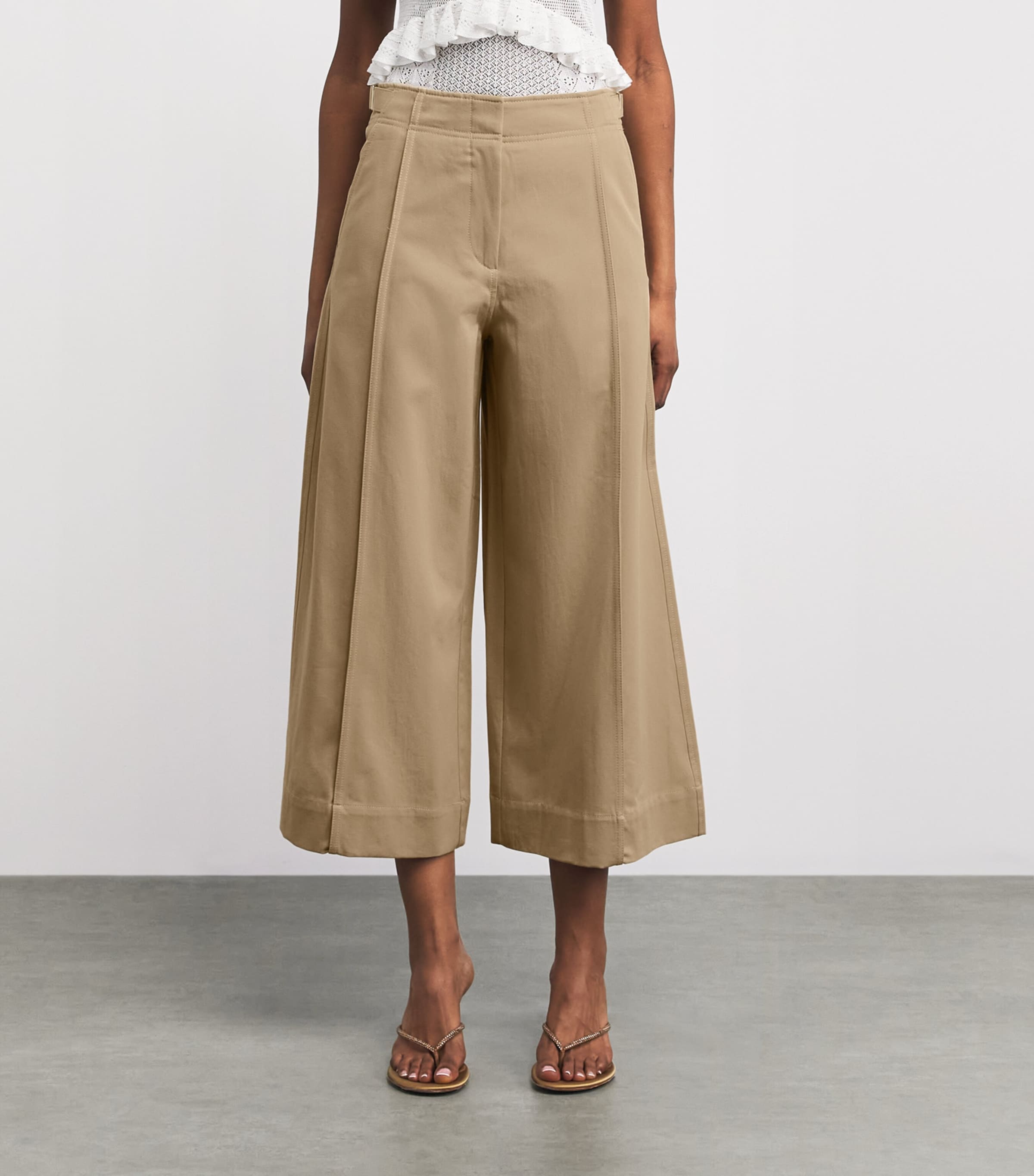 Ulla Johnson Womens Cotton Sascha Cropped Trousers Sahara Image 4