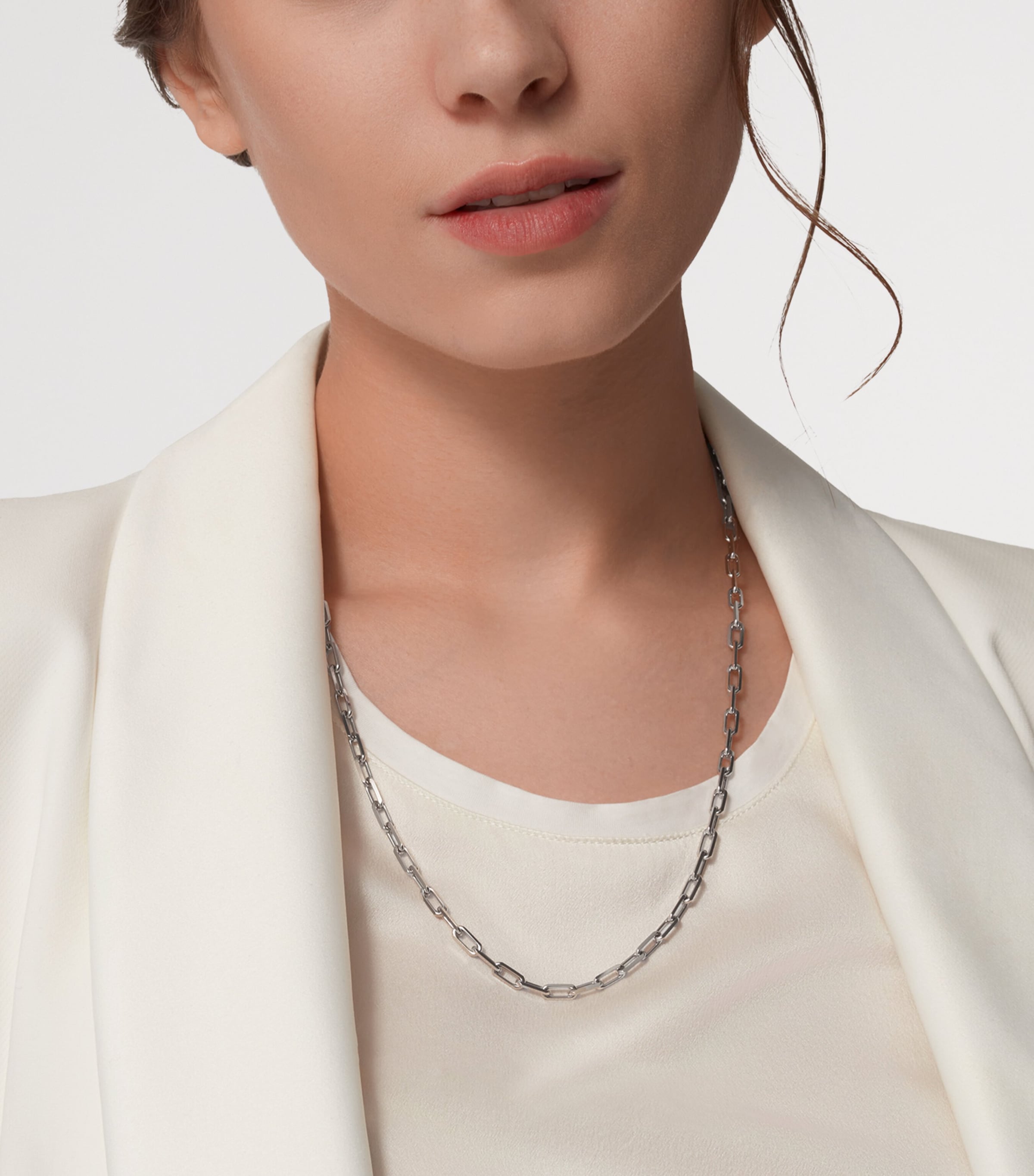 Cartier Small White Gold Santos de Cartier Chain Necklace White Gold Image 2