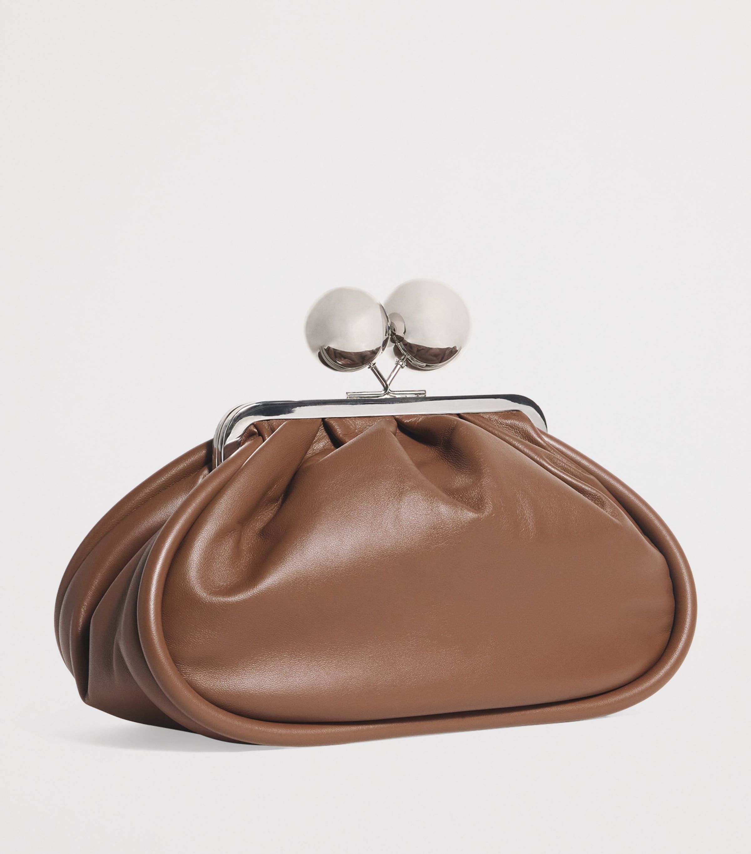 Medium Leather Pasticcino Clutch Bag TOBACCO Image 3