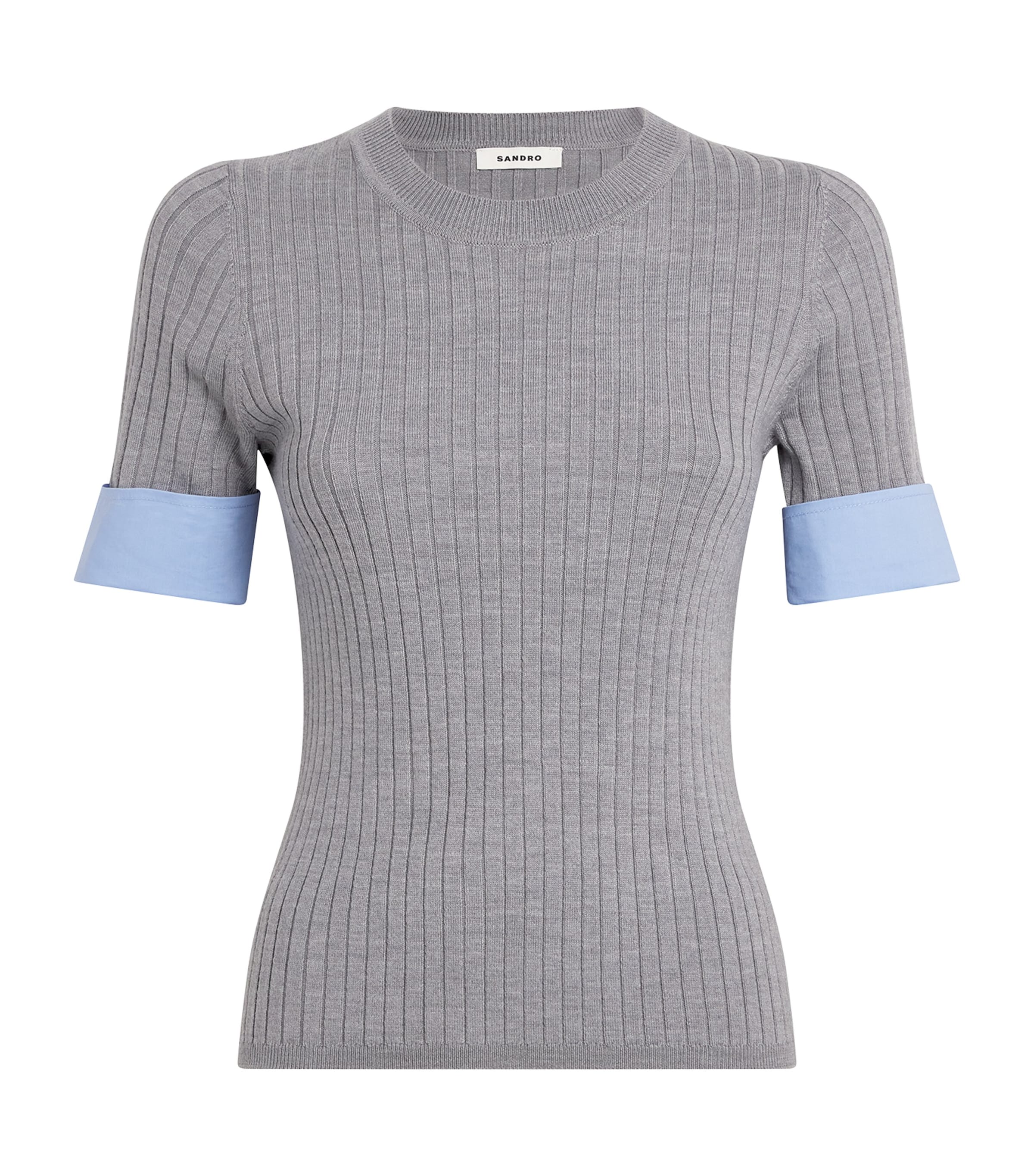 Cuffed Knitted Top GREY Image 1