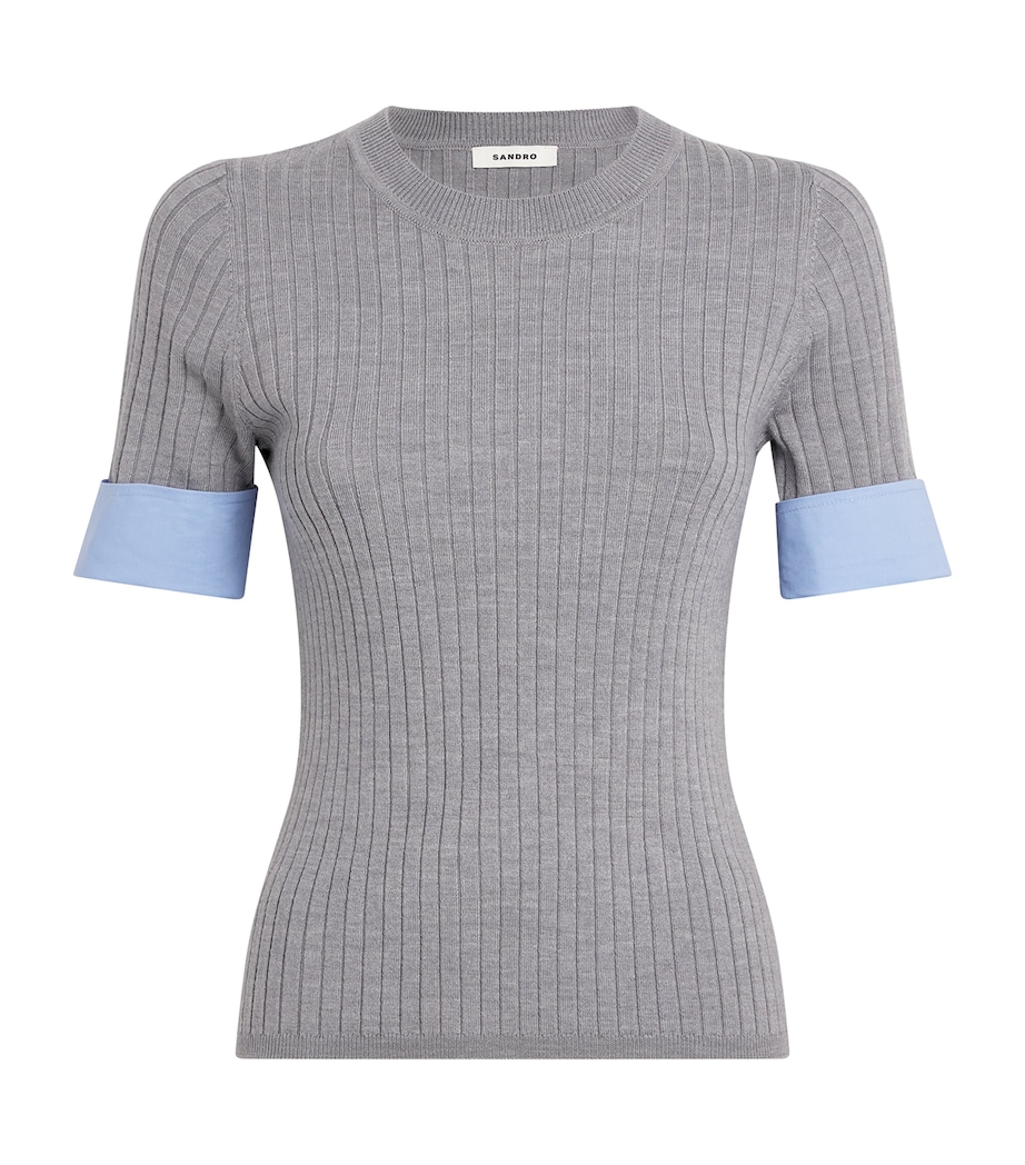 Cuffed Knitted Top GREY Image 1
