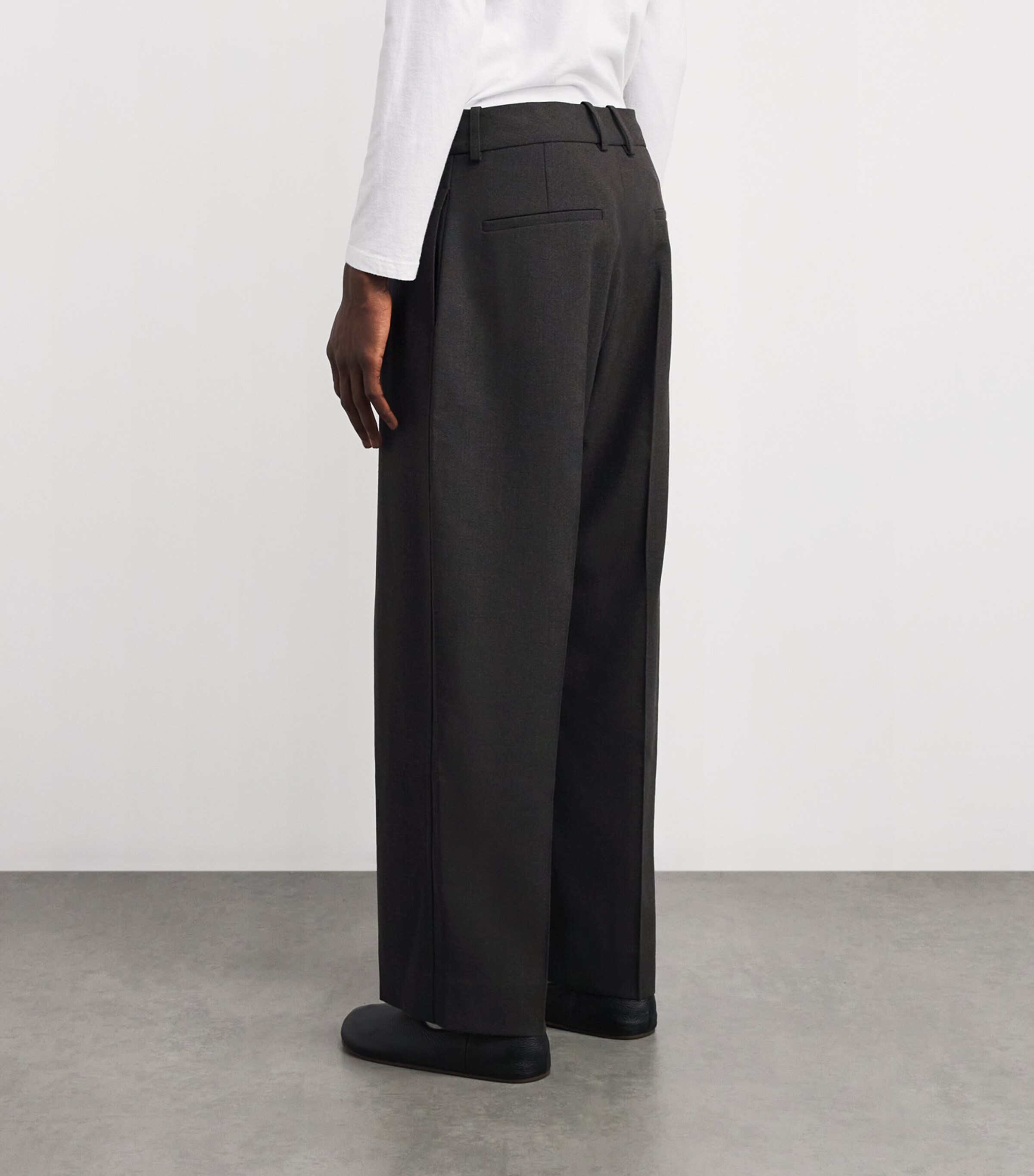 Wool-Blend Ester Straight Trousers KELP Image 4