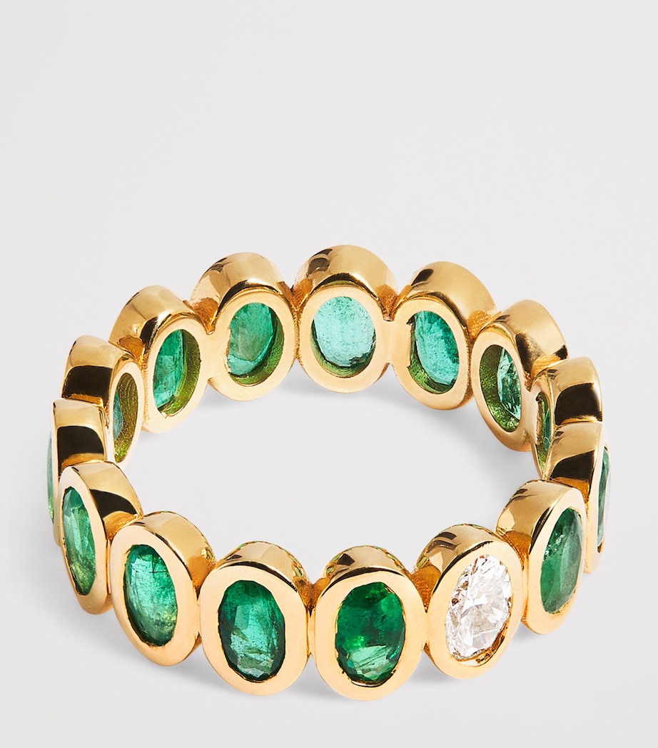 Yellow Gold, Diamond and Emerald Eternity Ring YELLOW GOLD Image 4
