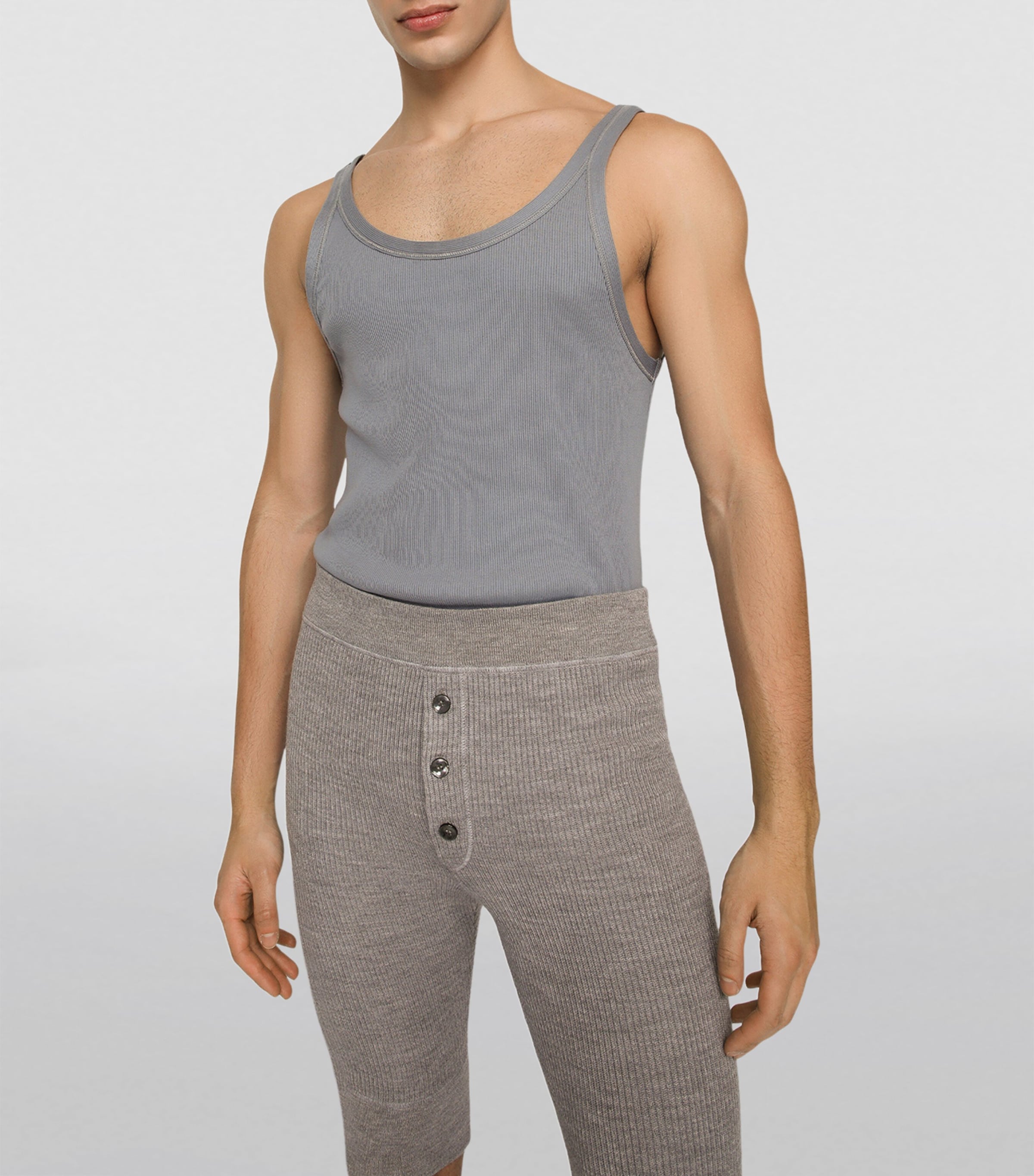 Cotton Tank Top N0497-LEAD GREY Image 5