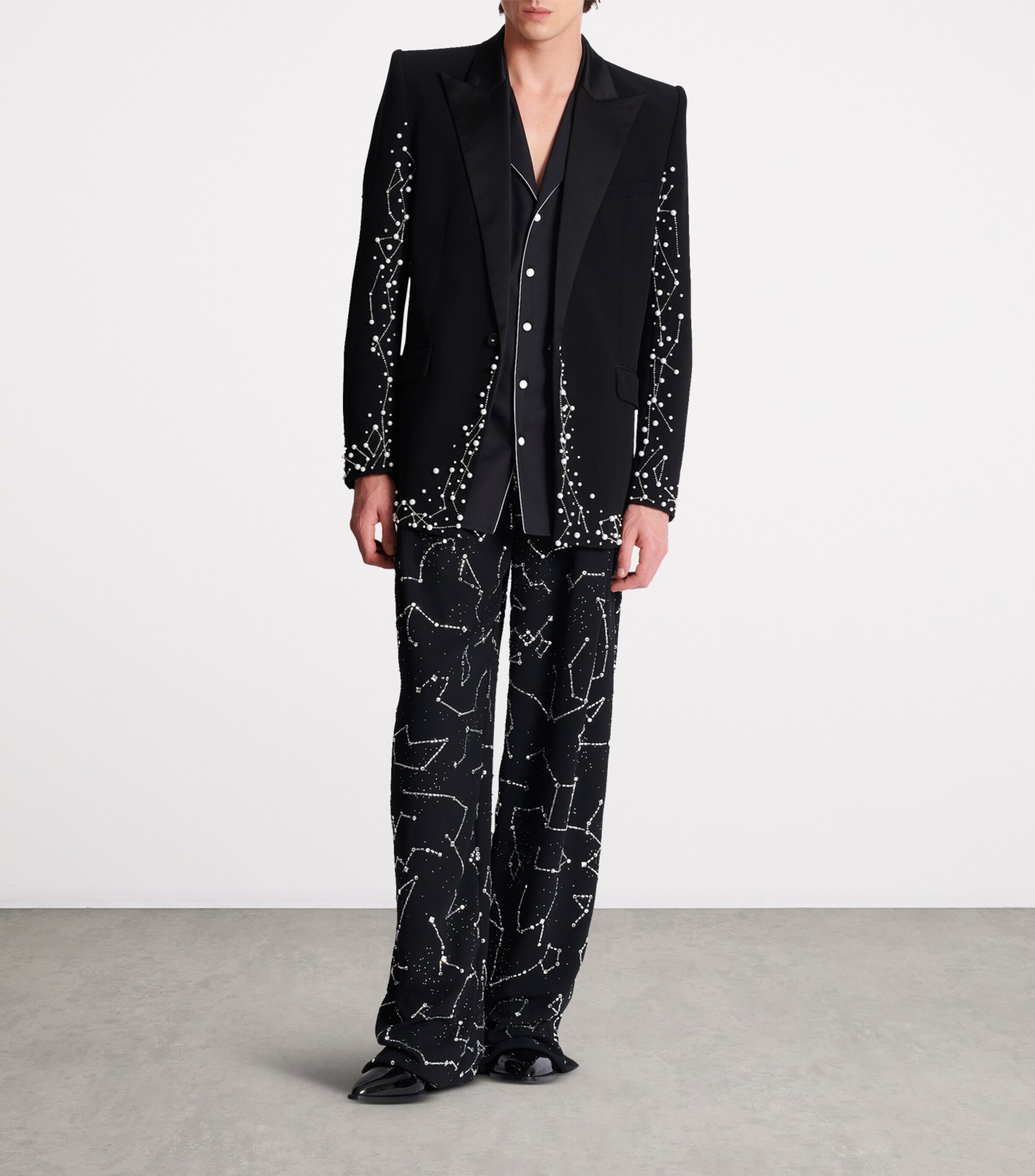 Embroidered Single-Breasted Blazer EAW NOIR/CRISTAL Image 6