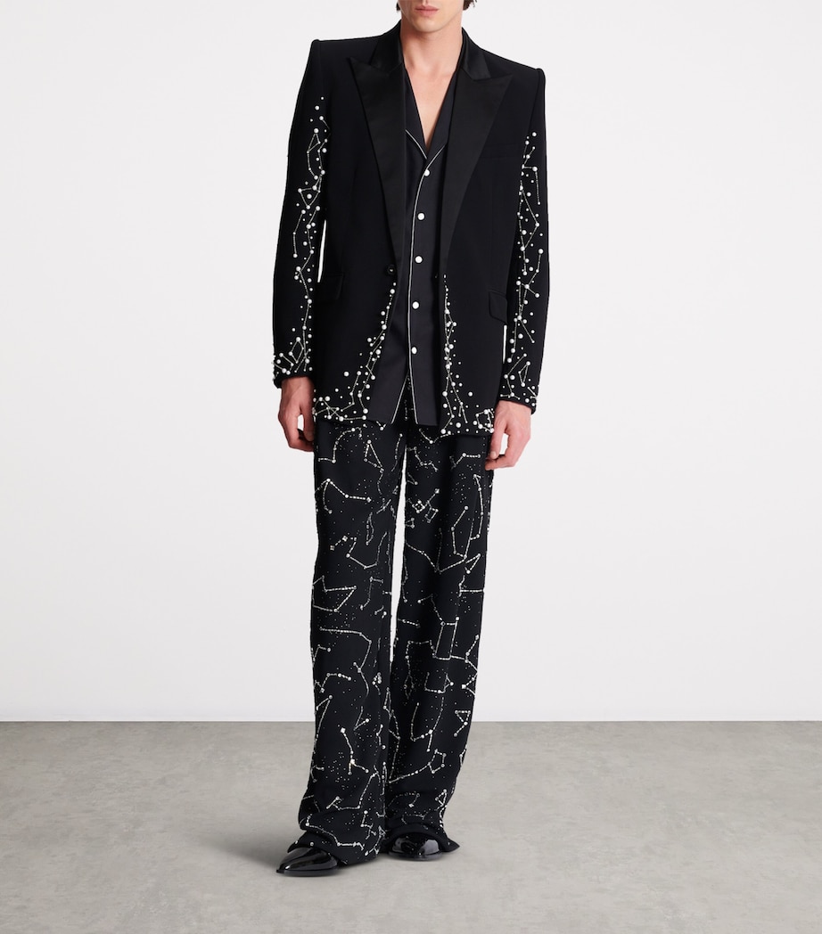 Embroidered Single-Breasted Blazer EAW NOIR/CRISTAL Image 6