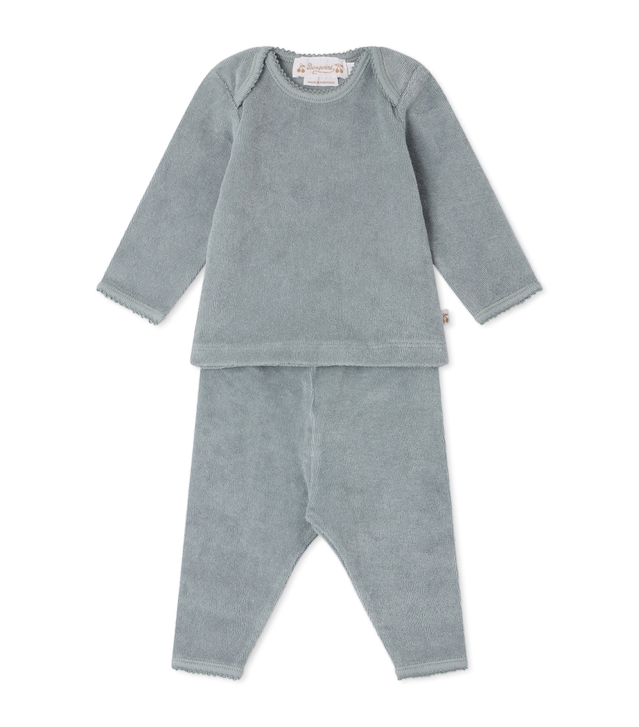 Bonpoint Organic Cotton Top and Trousers Set (1-18 Months) Bleu Du Nord Image 1