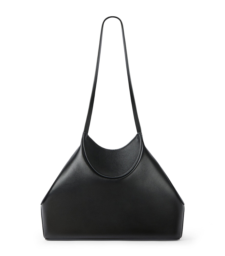 Small Leather Facet Shoulder Bag BLACK Image 1