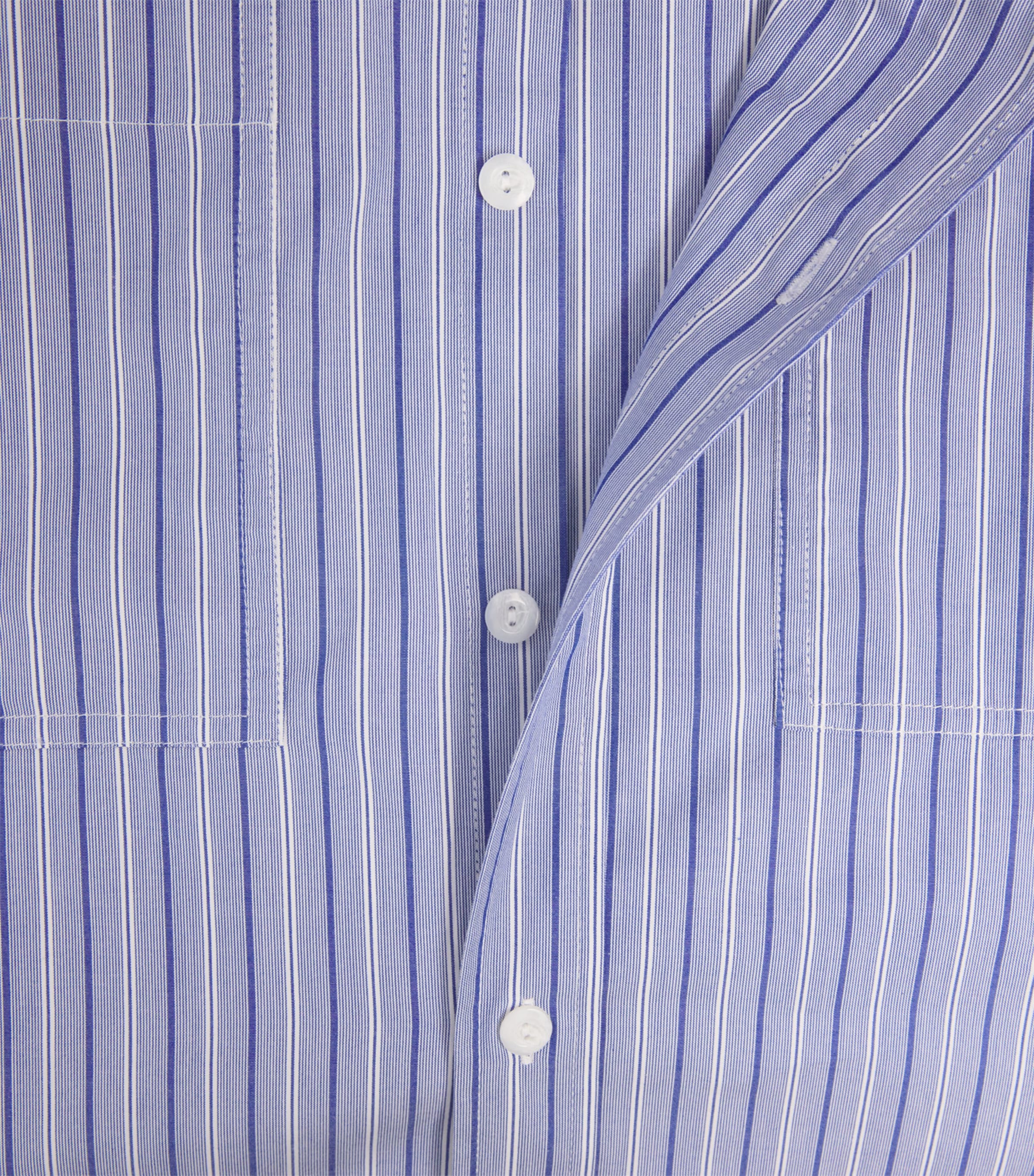 Song For The Mute Mens Cotton Pleated Shirt Light Blue Stripe Image 6