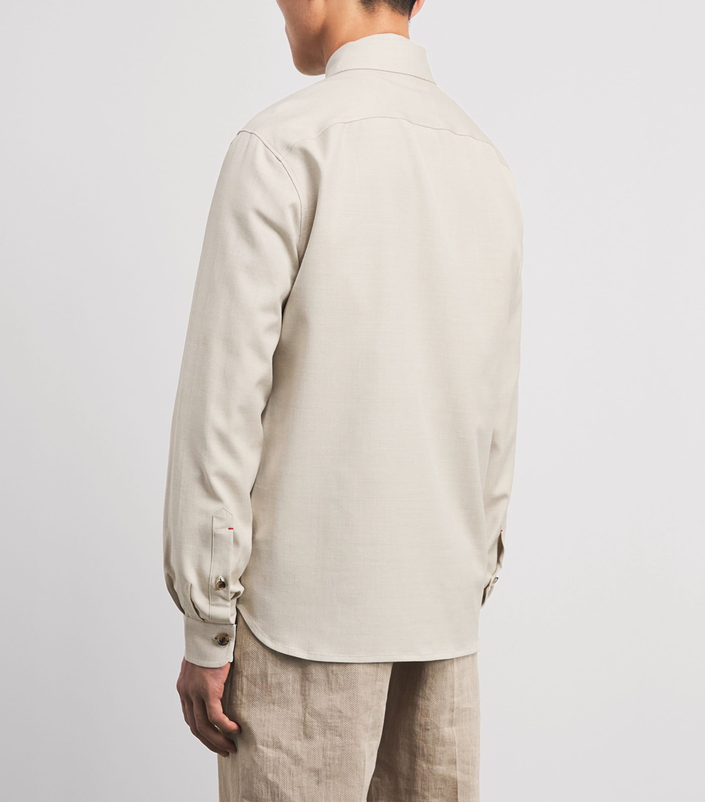Isaia Mens Wool-Blend Overshirt Image 5