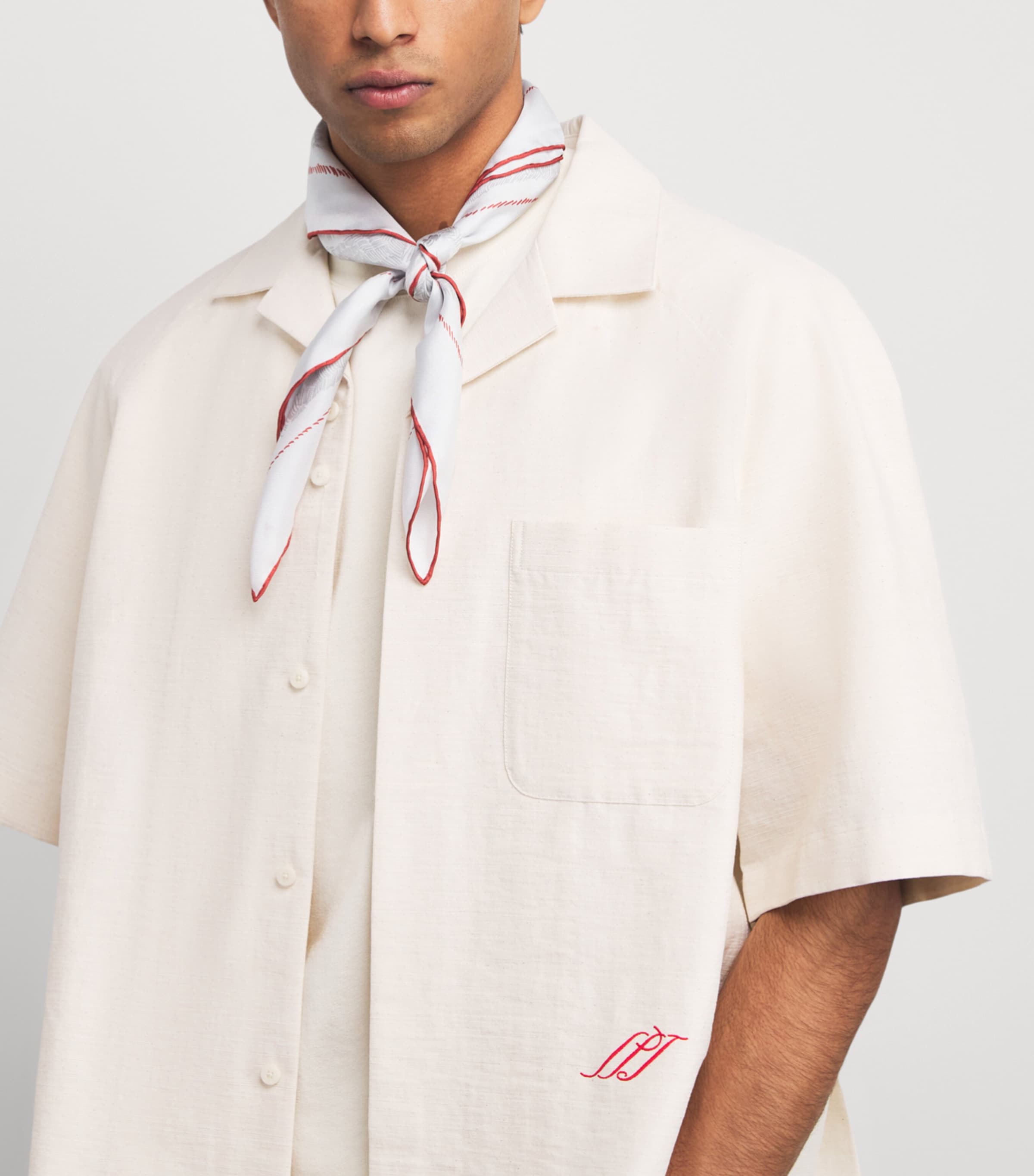 Silk Printed Paysan Scarf ANML OFF-WHT RE-1YT Image 3