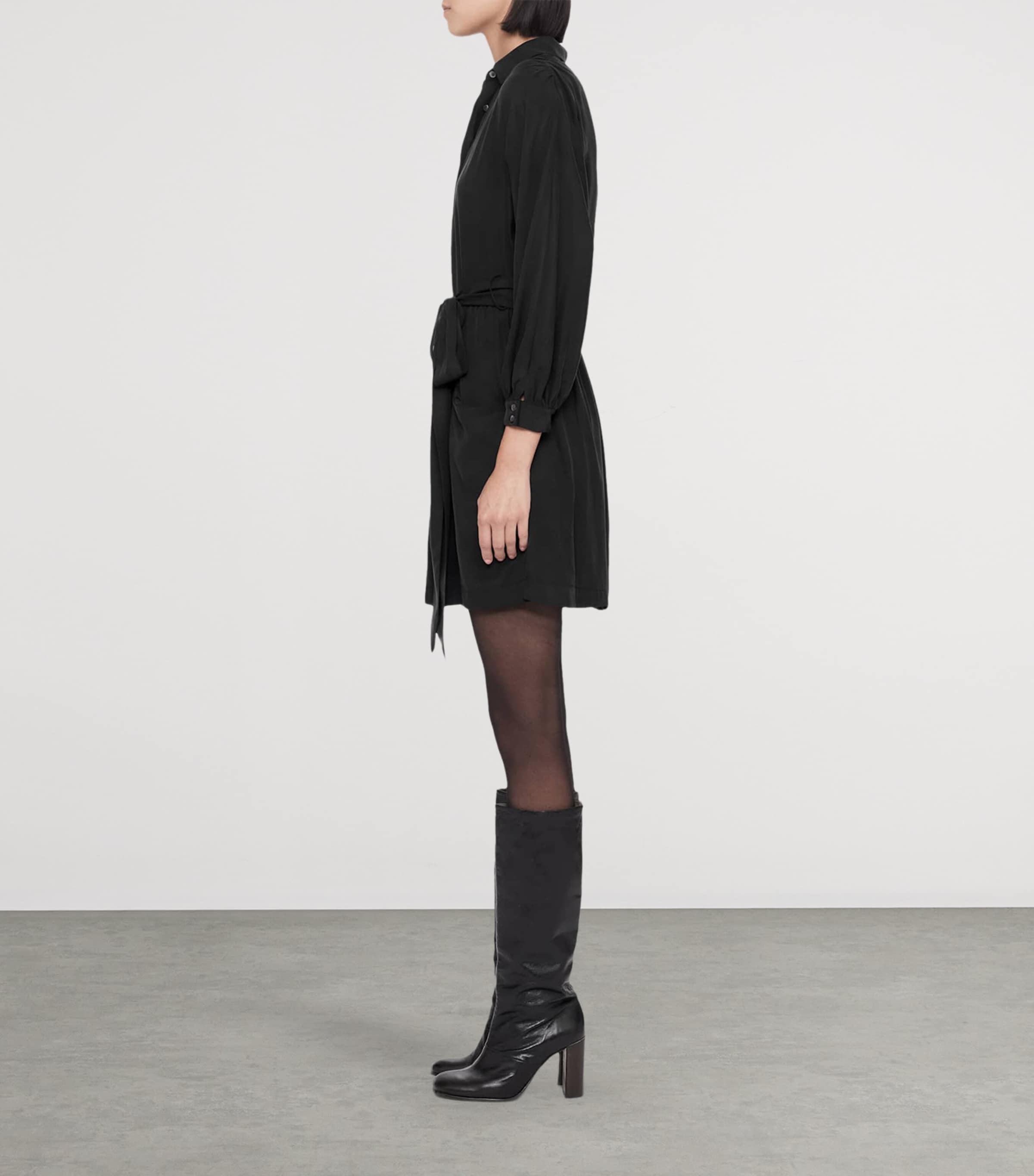 AllSaints Womens Noora Shirt Dress Washed Black Image 8