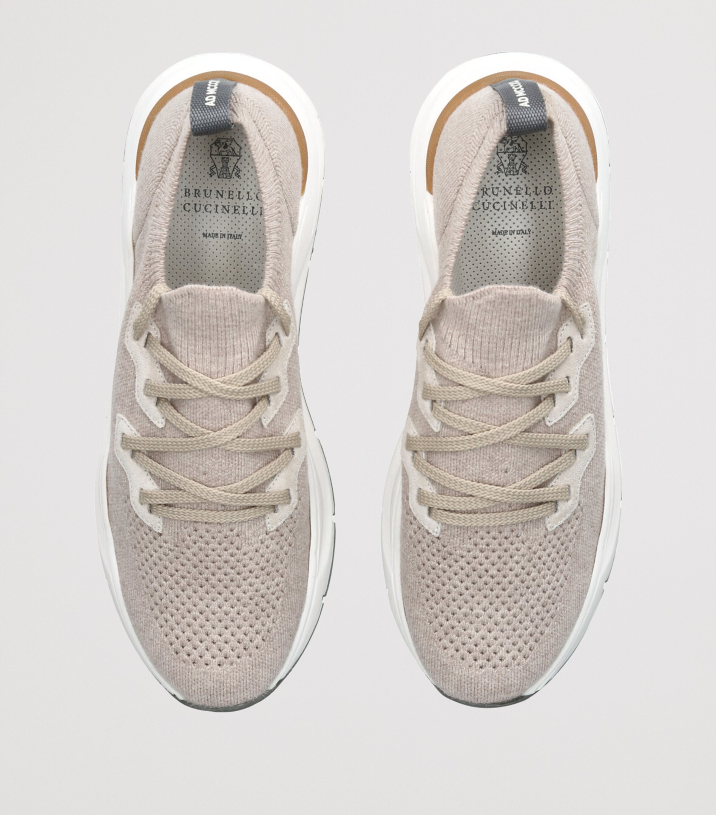 Brunello Cucinelli Cotton Knitted Runner Sneakers Beige Image 4