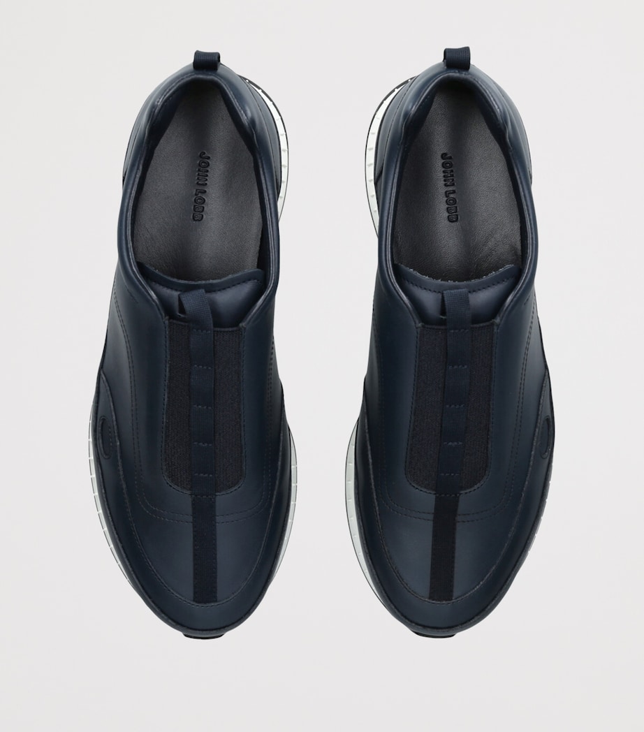 Leather Stream Laced Sneakers NAVY Image 4