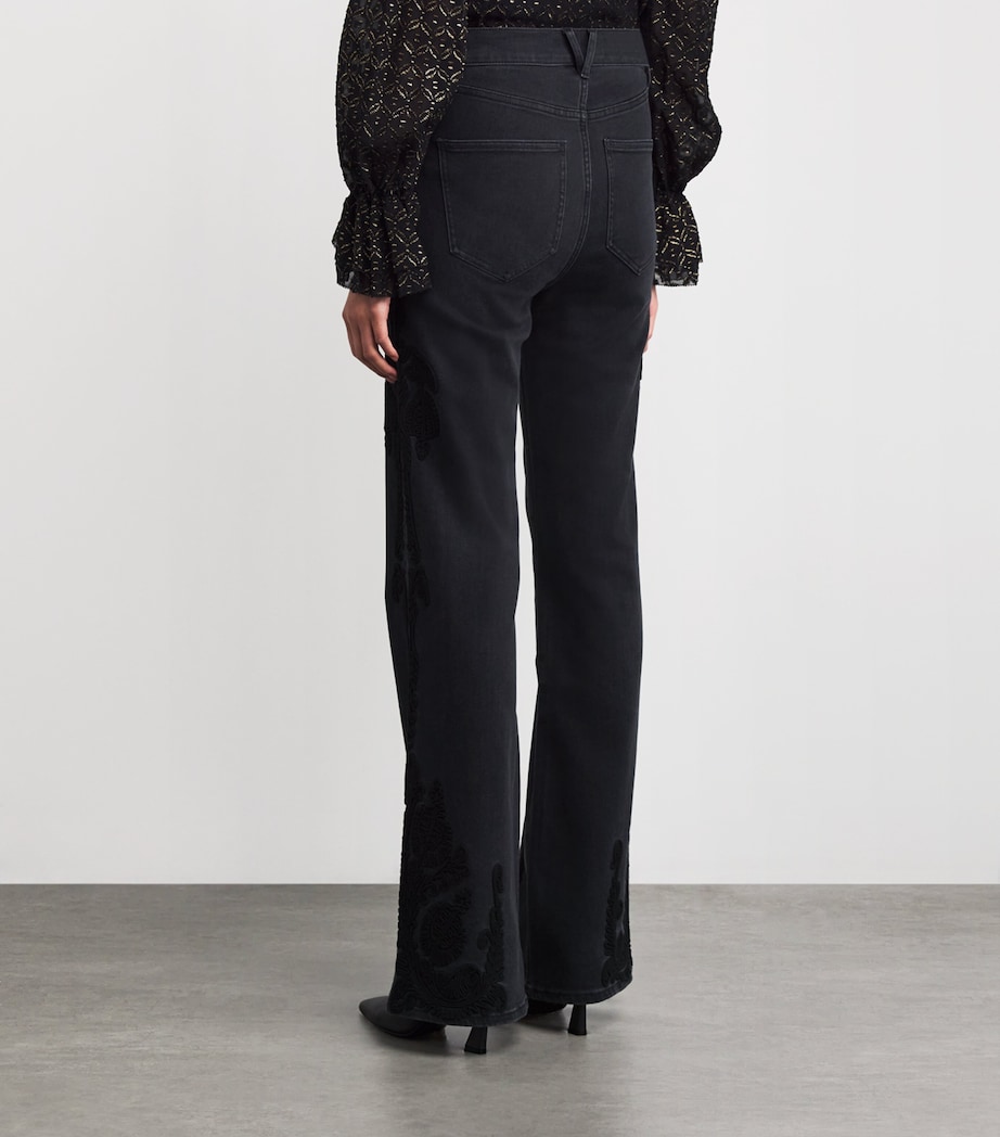 Embroidered Crosbie Slim Wide-Leg Jeans WA_ON WASHED ONYX Image 4