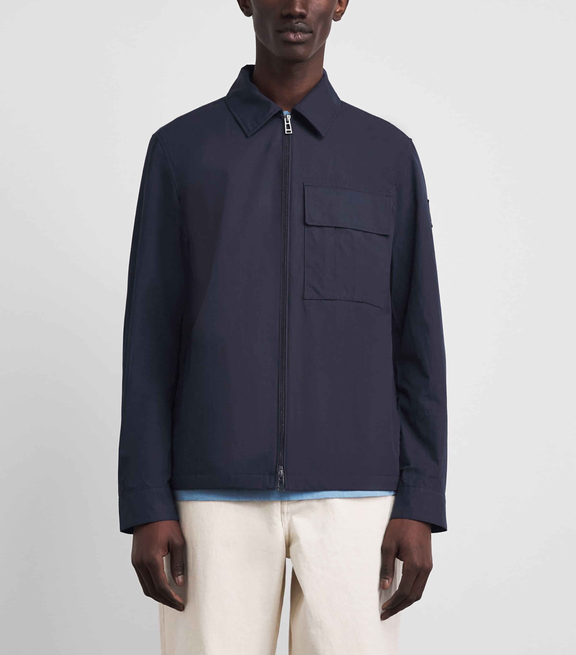 Belstaff Mens Cotton-Blend Cargo Overshirt Dark Inkdkink Image 4