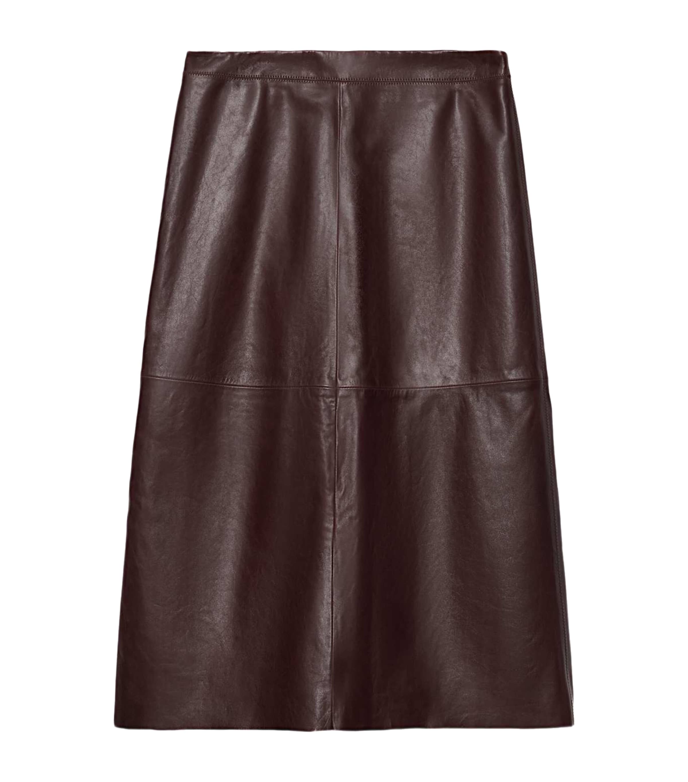 AllSaints Womens Leather Olivia Midi Skirt Oxblood Red Image 1