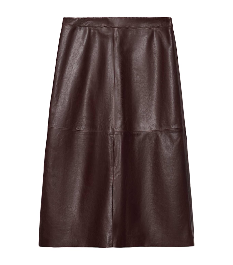 AllSaints Womens Leather Olivia Midi Skirt Oxblood Red Image 1