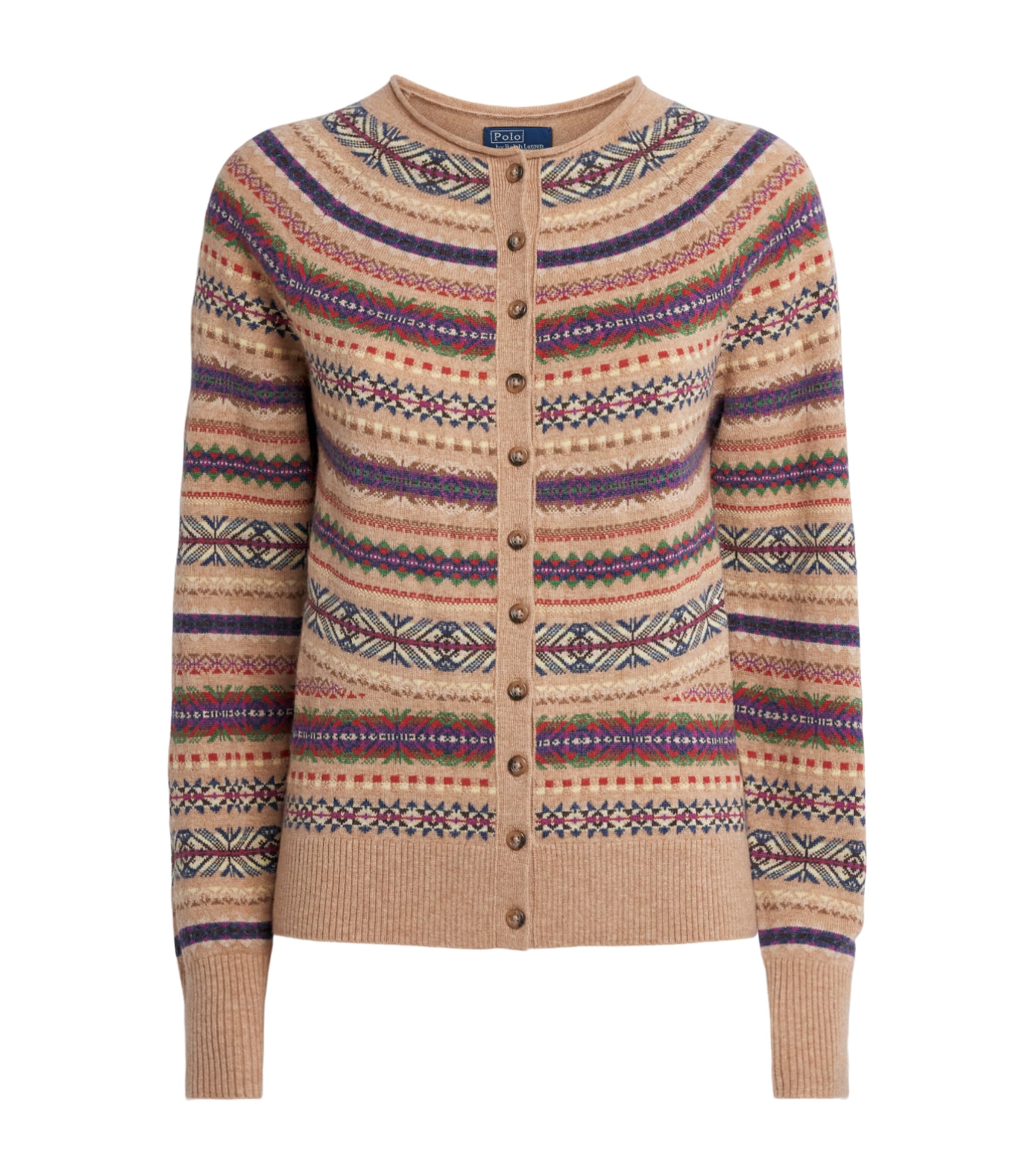 Polo Ralph Lauren Wool-Blend Fair Isle Cardigan Tan Multi