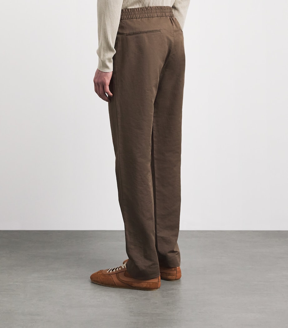 Sunspel Mens Cotton-Linen Straight Trousers Dark Image 5