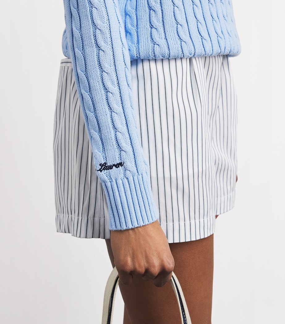 Polo Ralph Lauren Womens x Wimbledon Cable-Knit Polo Sweater Office Blue Image 3